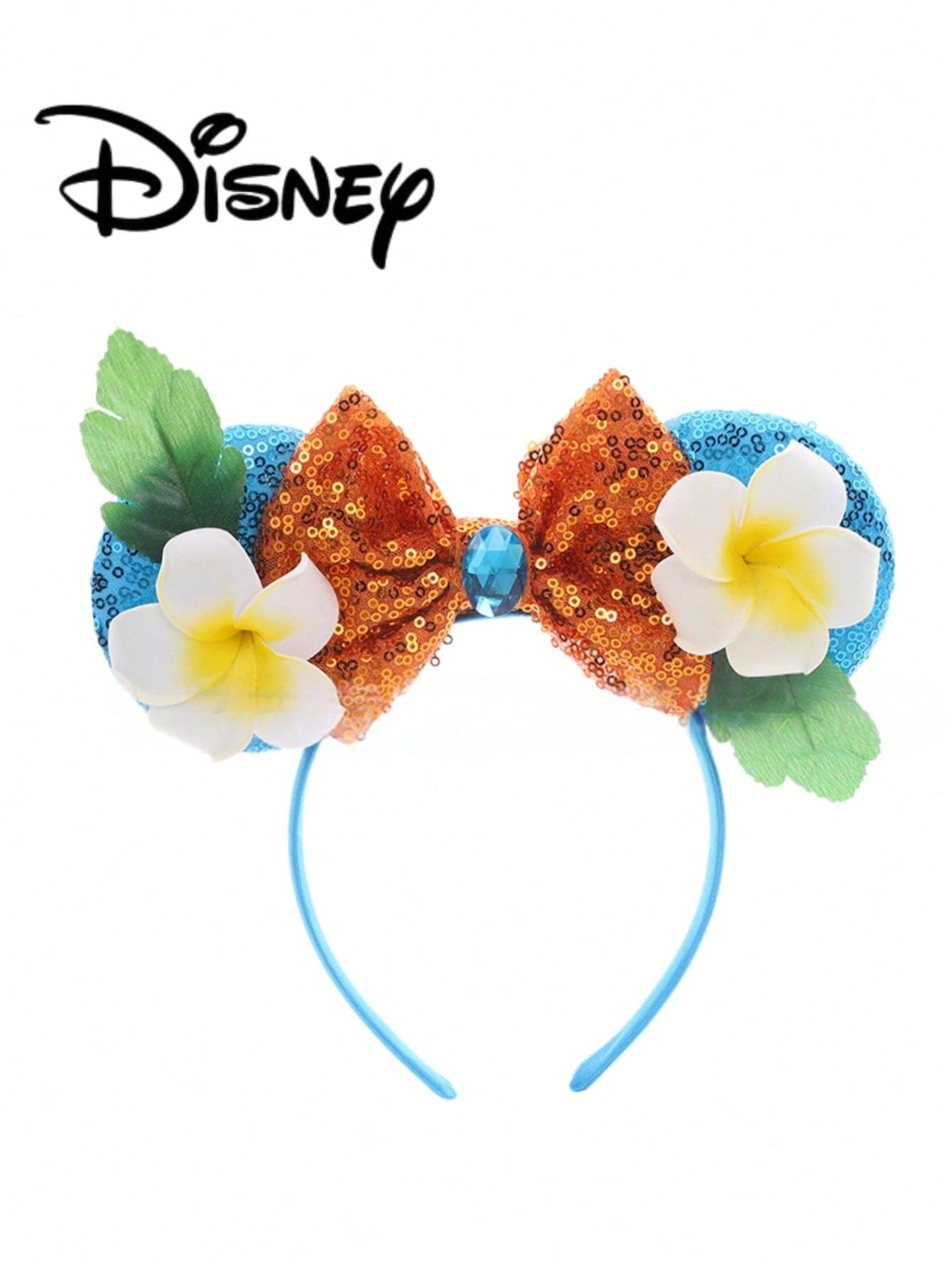 1pc Disney Summer Vacation Theme Series Mickey Minnie Ears Sequin Bow Headband, Stage Performance Costume Hair Accessory, Holiday Party Birthday Party Theme Mickey Headband, Suitable For Festival Parties