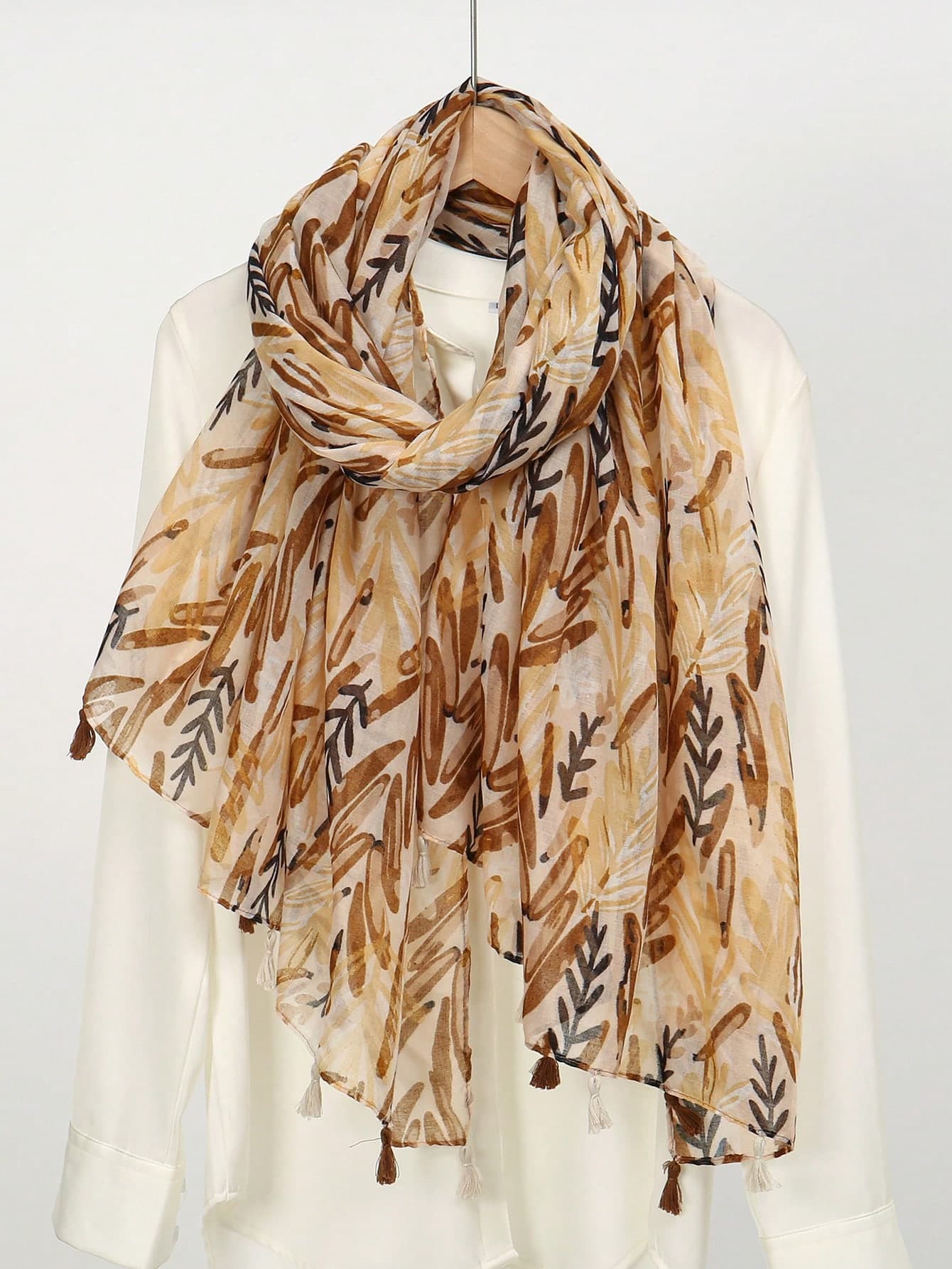 New Bohemian Print Scarf, Thin Breathable Tassel Shawl, Elegant Style, Women's Sun Protection Vacation Travel Scarf