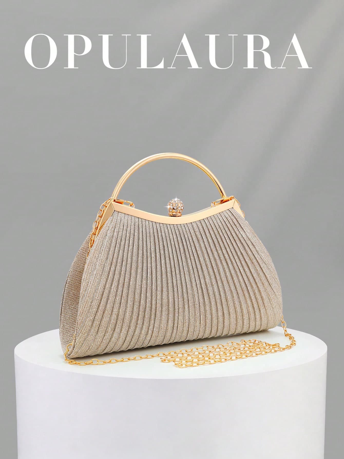 OpulAura European & American Women's Fashion Sparkling Rhinestone Evening Bag, Luxury Glitter Diamond Clutch, High-End Shiny Handbag, Quiet Luxury Handbag, Suitable For Ball, Party, Cocktail, Birthday Party, Dress Matching, Birthday Gift, Bridal Clutch