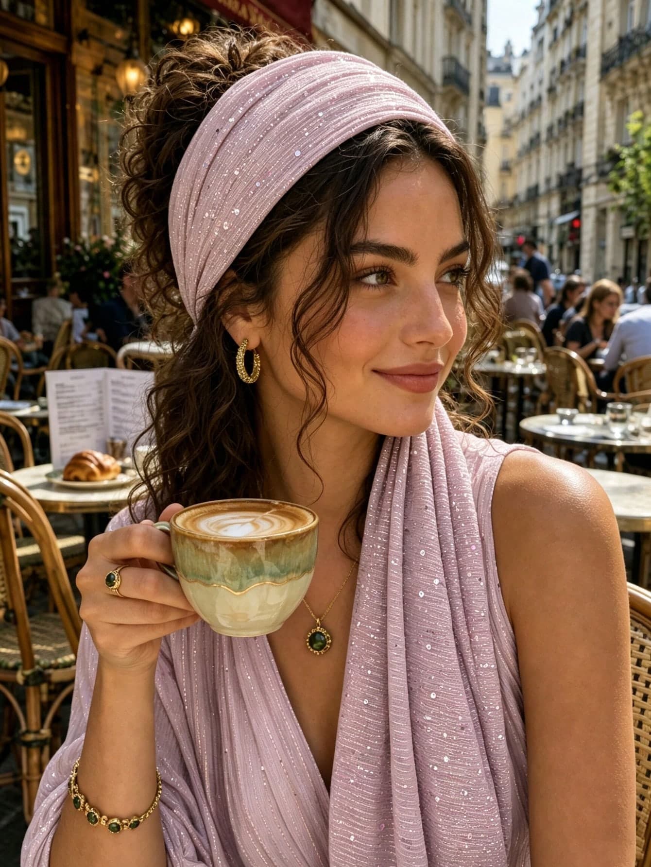 1pc New European & American Style Sequin Criss-Cross Headband, Bohemian Headscarf Shawl Scarf, Autumn Style