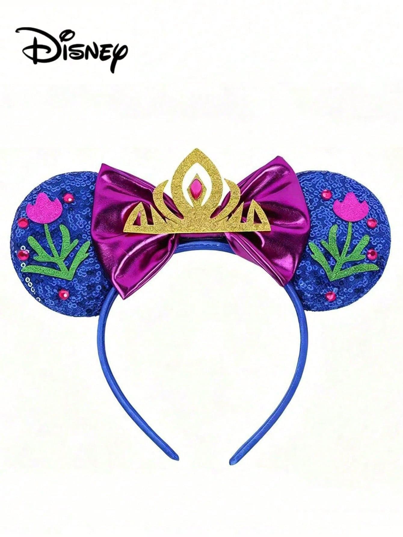 Disney, 1pc Sparkling Crown Bow Headband, Decorated With Crown And Flowers With Cartoon Minnie Ears Design, Cute Cartoon Bow Hairband, Perfect For Theme Park Visits, School Parties, Costume Parties And Role Play, Ideal Gift For Various Occasions. This Cartoon Minnie Ears Headband Is Also Suitable For Couples To Wear, Ideal Accessory For Princess Role Play, Birthday Celebrations And Christmas Parties. (Hair Accessories, Headbands, Women's Headbands)