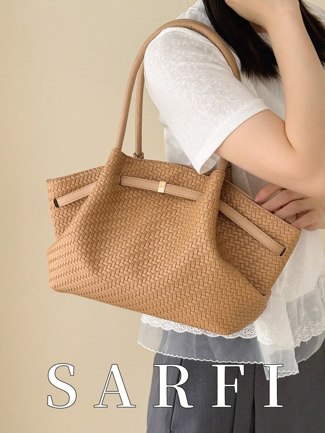 High-End Versatile Woven PU Material Women's Shoulder Bag, Fashionable Pleated Design, Elegant Versatile Handbag, Large Capacity Commuter Storage Bag