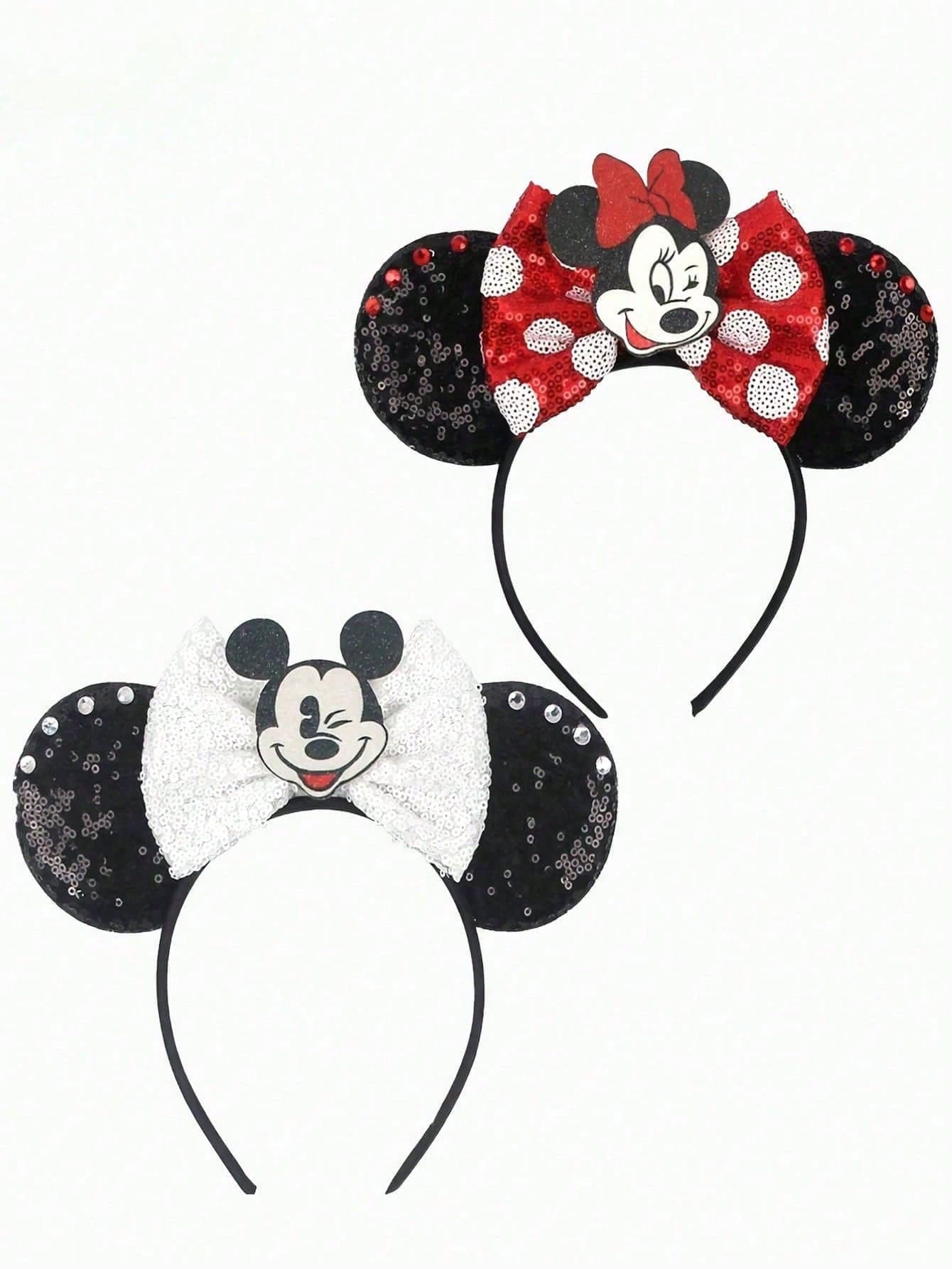 Disney 1pc Mickey & Minnie Polka Dot Bow Headband - This Cute Bow Ear Headband Combines Classic Mickey & Minnie Cartoon Elements, Perfect For School Parties, Costume Parties, Cosplay, And Theme Park Visits, And Is An Ideal Gift For Various Occasions. This Minnie-Style Accessory With A Bow Is Suitable For Both Men And Women, Perfect For Role-Playing (Such As Princess Looks), Birthday Celebrations, And Christmas Parties.