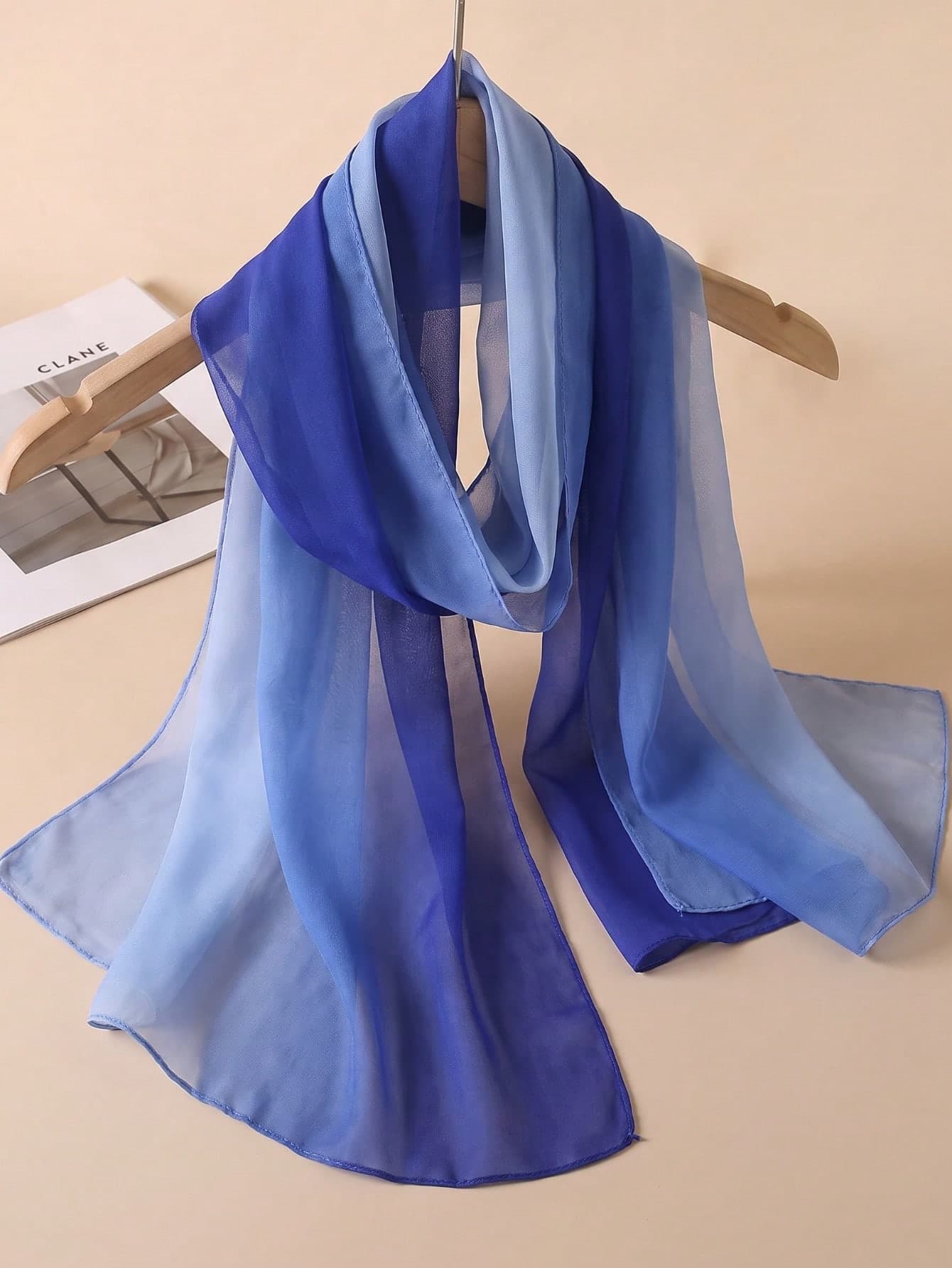 1pc Women's Minimalist Classic Gradient Color Lightweight Chiffon Scarf, Skin-Friendly Comfortable Sun Protection Shawl, Suitable For Daily Wear