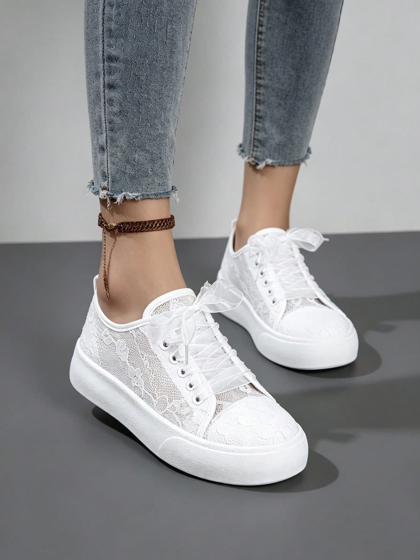 Women's Summer Mesh Slip-On Sneakers, White Casual Shoes
