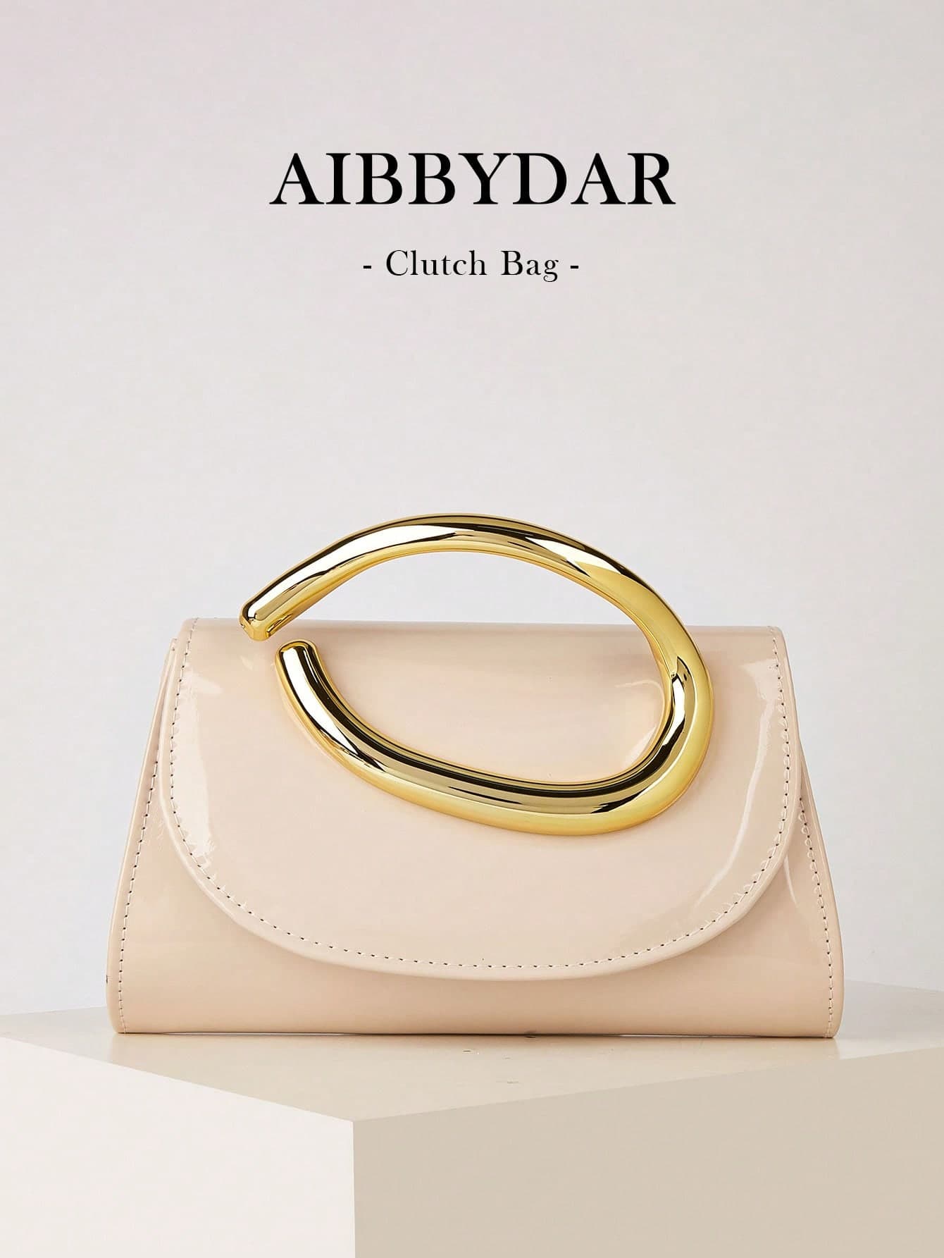 AIBBYDAR Women's Evening Clutch Bag, Solid Apricot Color, Evening Dress Matching Handbag, Flap Bag, Wallet, Makeup Bag, Shiny, Glossy, Luxurious, Charming, Elegant, Exquisite, Detachable Shoulder Strap, Ball, Party, Wedding, Holiday Gathering, Banquet