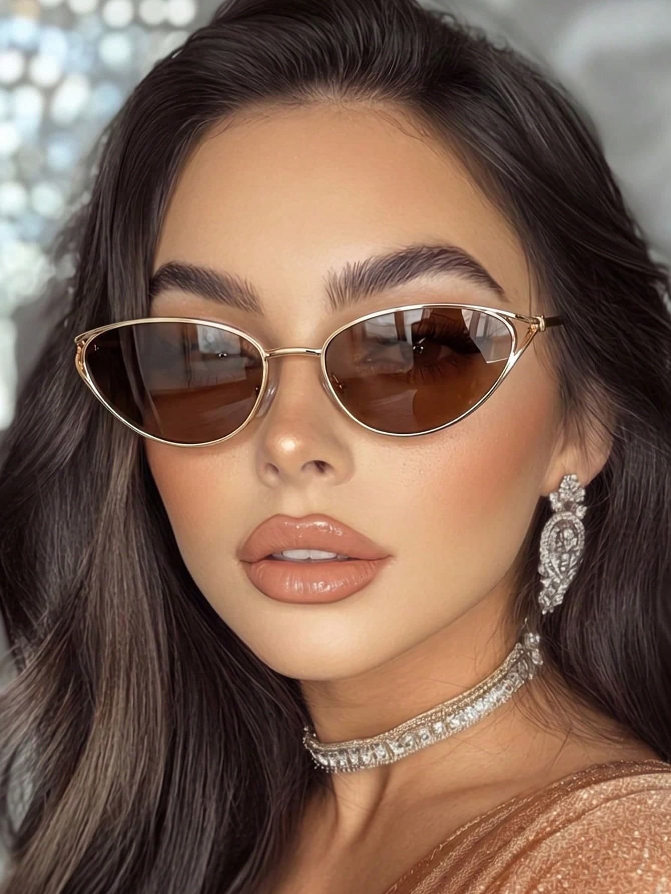 Women Slim Oval Metal Fashion Glasses Hollow Arrow Decor Temples Transparent Gradient Lens Minimal Soft Eyewear For Travel Street Dating Holiday Gift