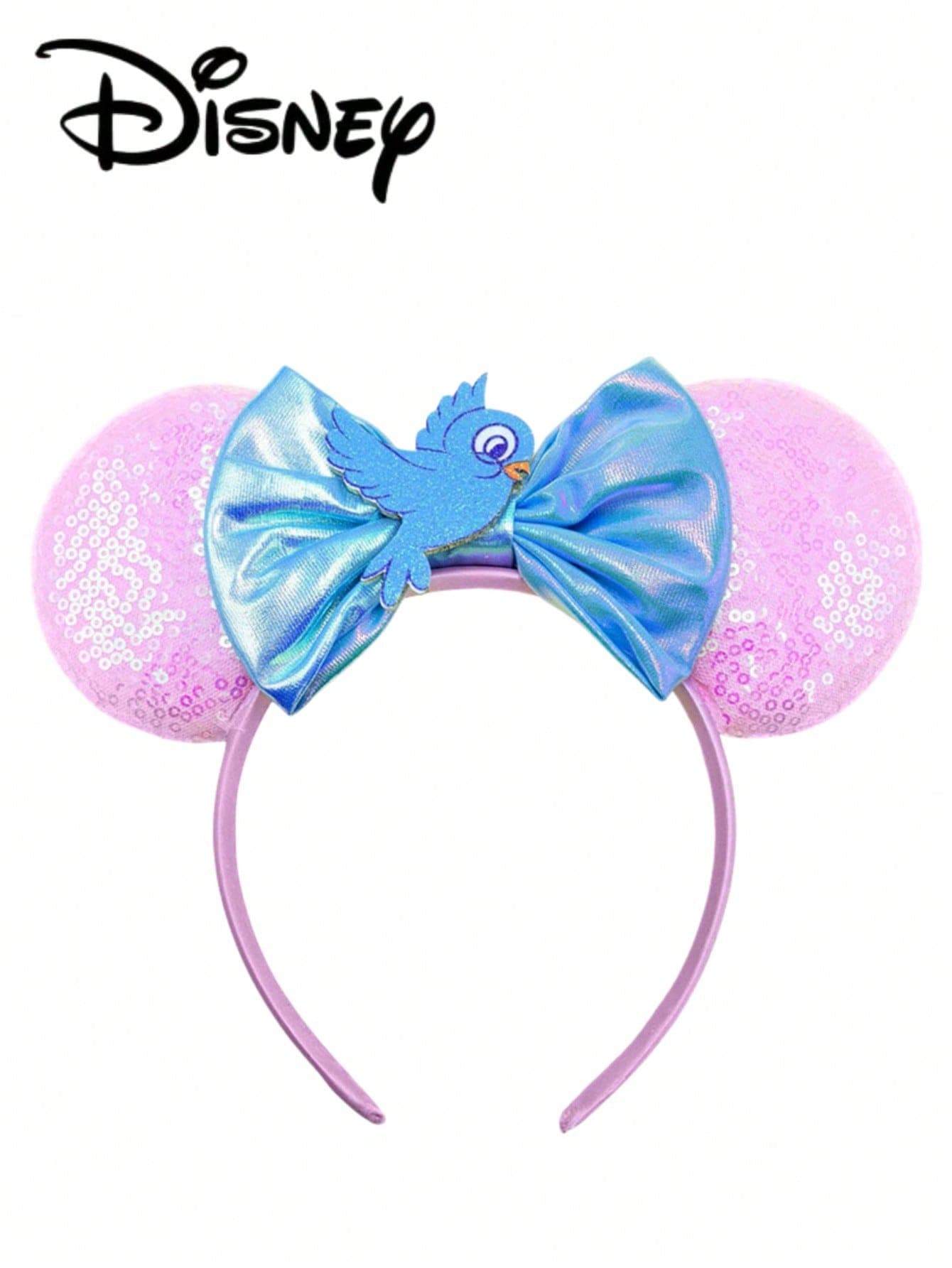 1pc Disney Mickey Pink+Blue Sequin Headband, Mickey Pink+Blue Sequin Headband - Holiday Party Headband, Hair Accessory, Fun Photo Prop, Amusement Park Accessory, Suitable For Halloween, Birthday Party And Valentine's Day Events, With Bow Cute Cartoon Hair Accessory, Princess Costume Accessory, Suitable For Disney Fans