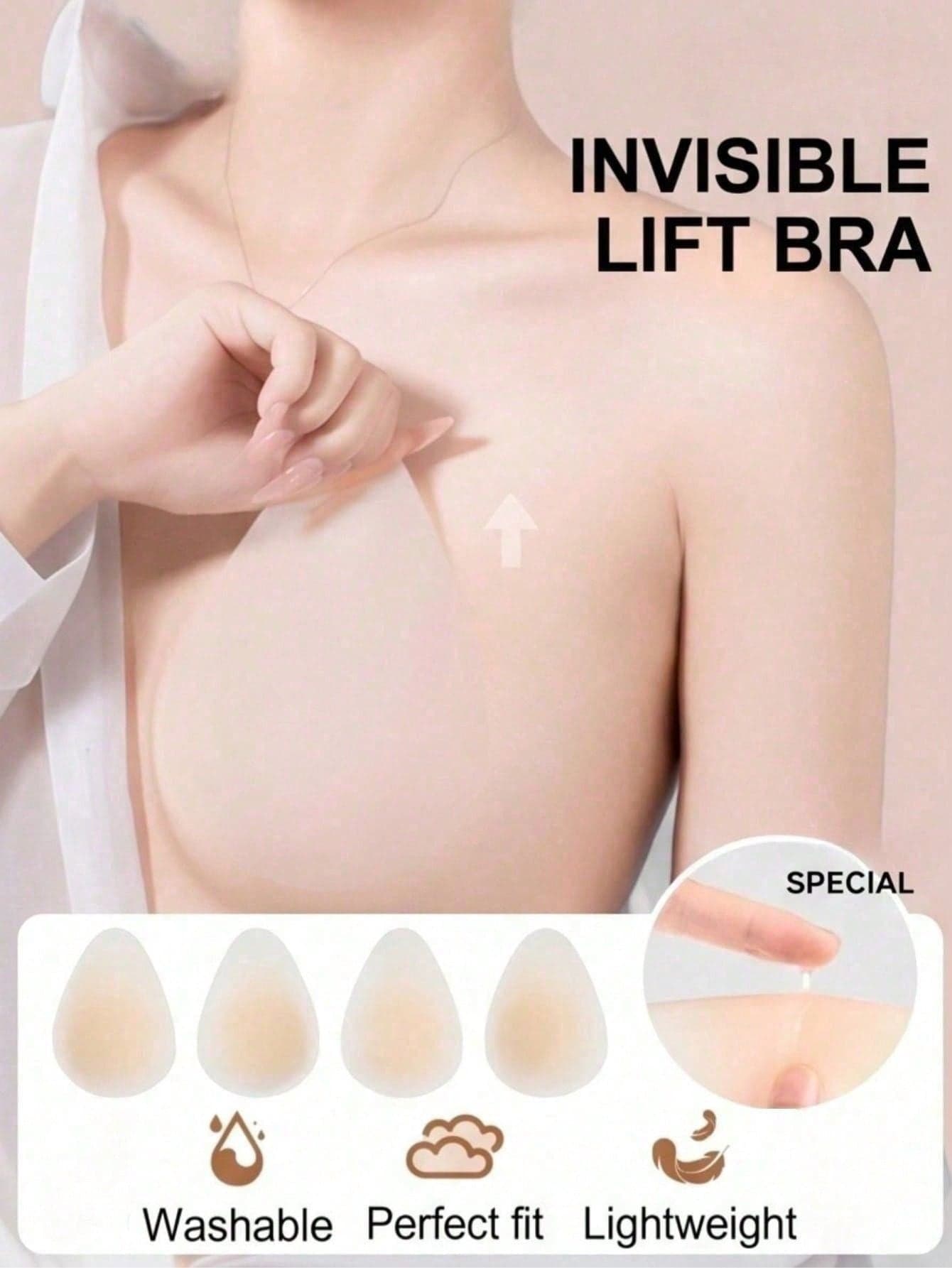 Waterdrop-Shaped Breast Lift Pads, Invisible Seamless, Ultra-Thin Design