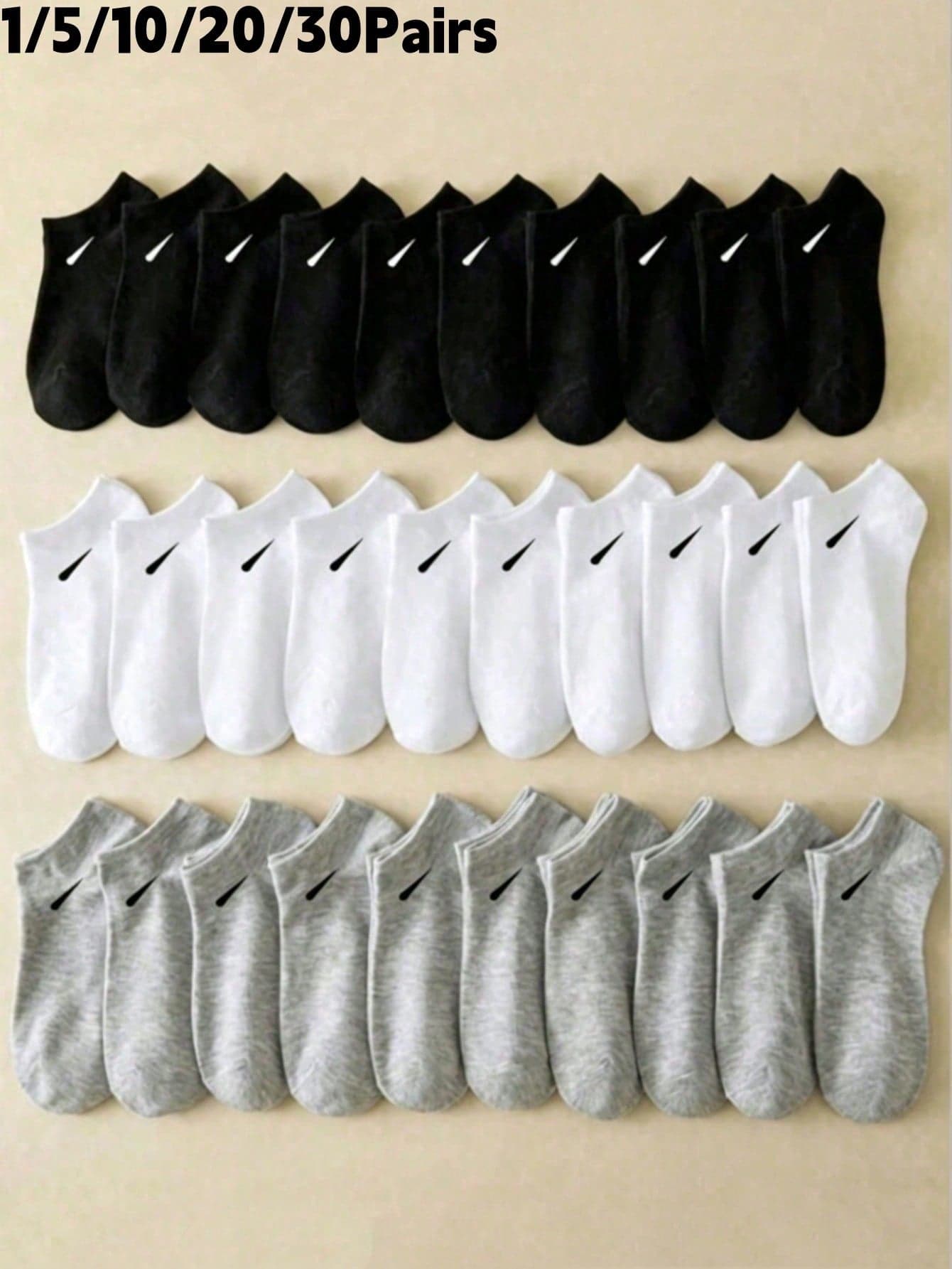 1/5/10/20/30 Pairs Men's Breathable Athletic Socks, Letter Printed, High Elastic Running Socks, Ideal For Outdoor Sports, Soft And Breathable