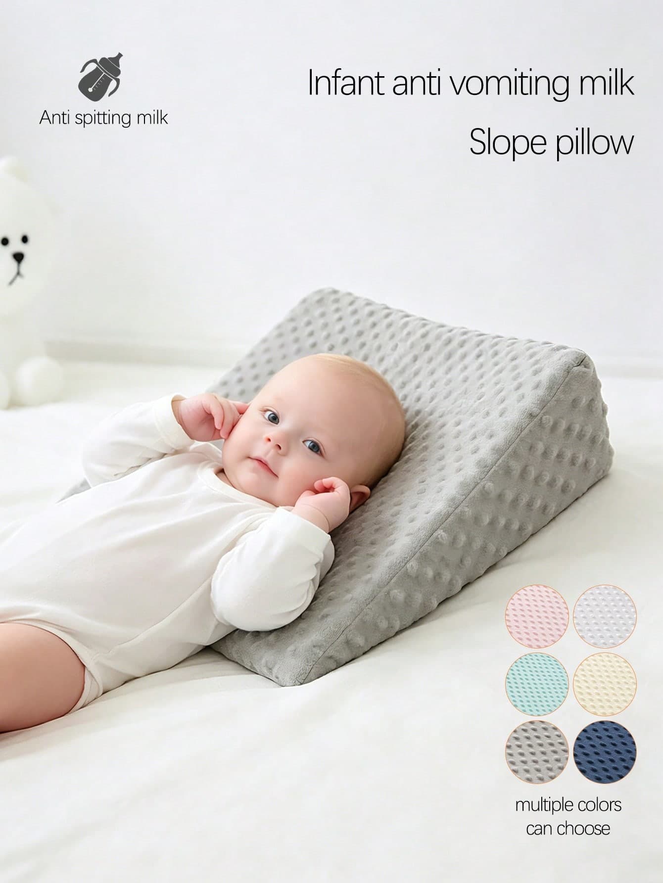 1pc Baby Anti-Spit-Up Inclined Pillow, Soft Comfortable Skin-Friendly Wedge Pillow, Newborn Baby Pillow, Small Soft Cushion For Baby Boys And Girls, Baby Supplies