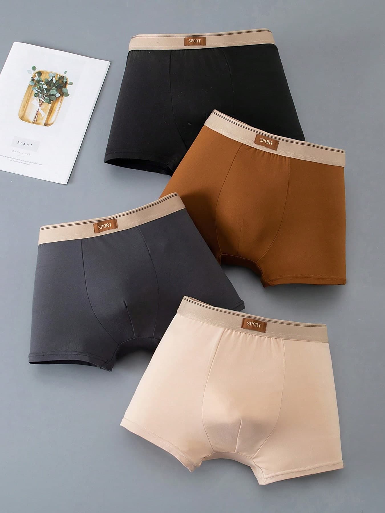 Teen Boy 4pcs/Pack Colorblock Casual Everyday Boxer Briefs