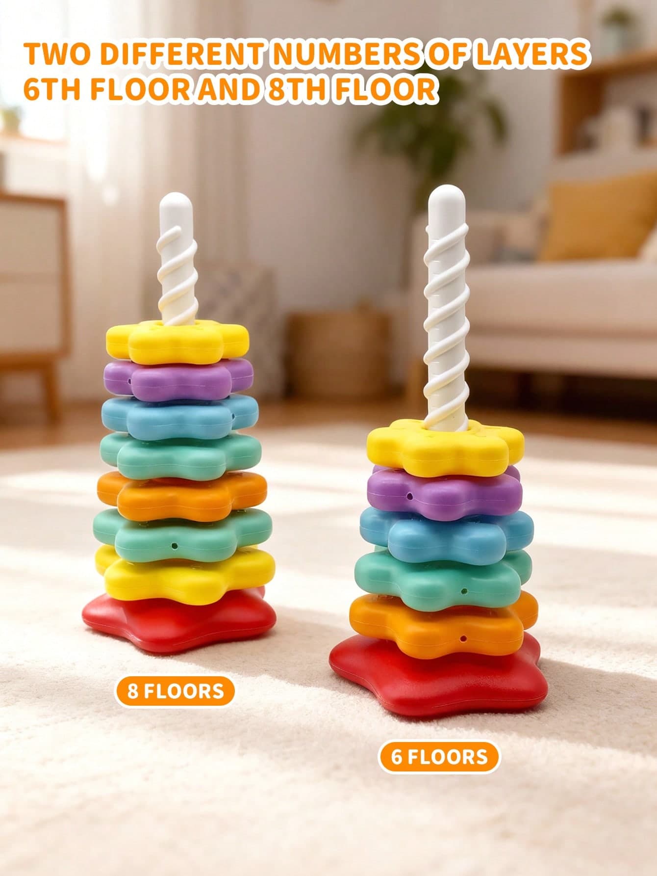Rainbow Tower Rotating Stacking Toy, Colorful Ring Toss, Early Educational Puzzle Toy For Kids, Shape Matching, Color Recognition, Hand-Eye Coordination, Rotating Puzzle, Perfect Gift For Birthday, Christmas Or Halloween, Suitable For Boys And Girls, Suitable For Back To School, Halloween, Christmas