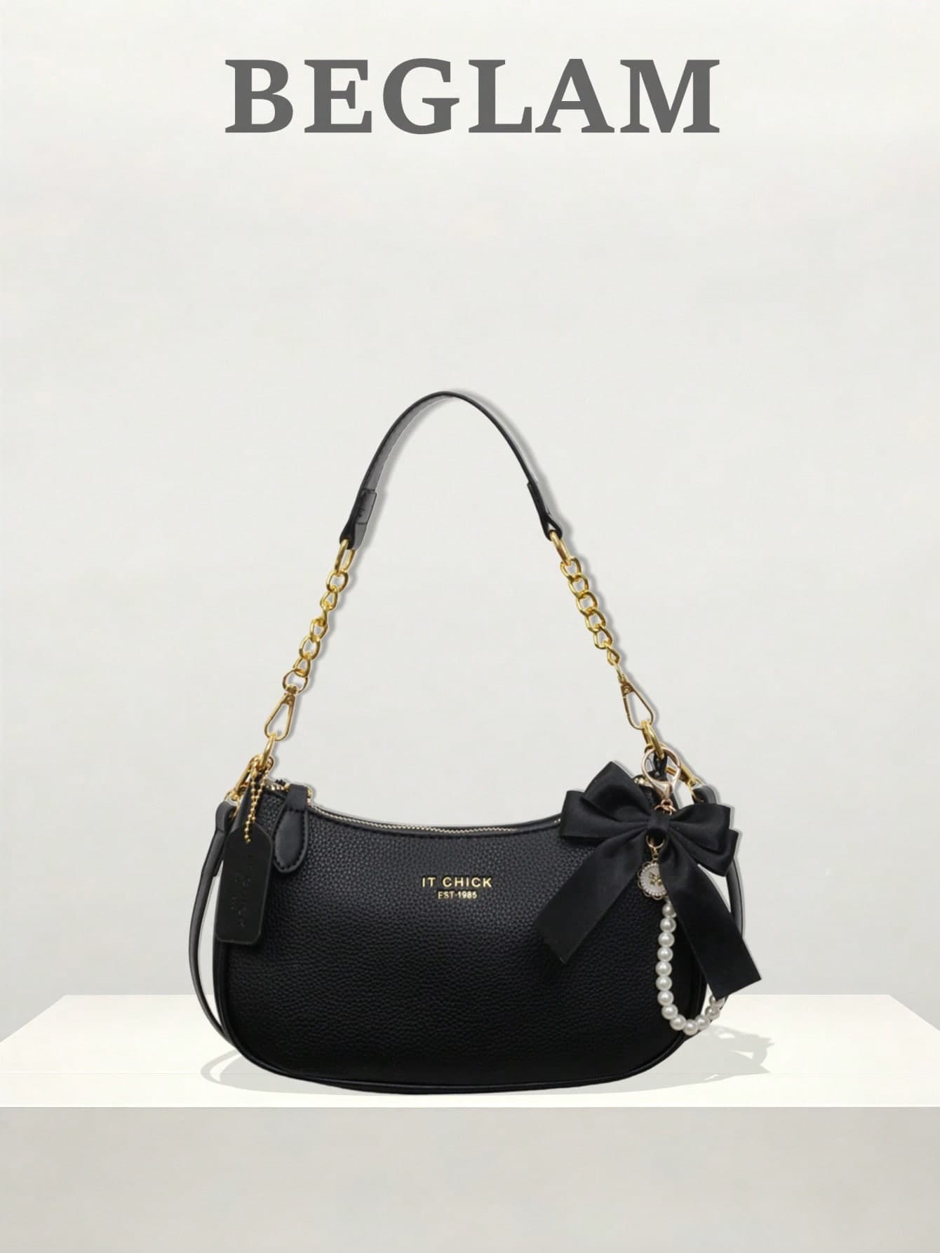 Fashion Solid Color PU Shoulder Bag, Crossbody Bag, Bow Pendant Decoration, Suitable For Women Shopping, Dating, Gift And Daily Use