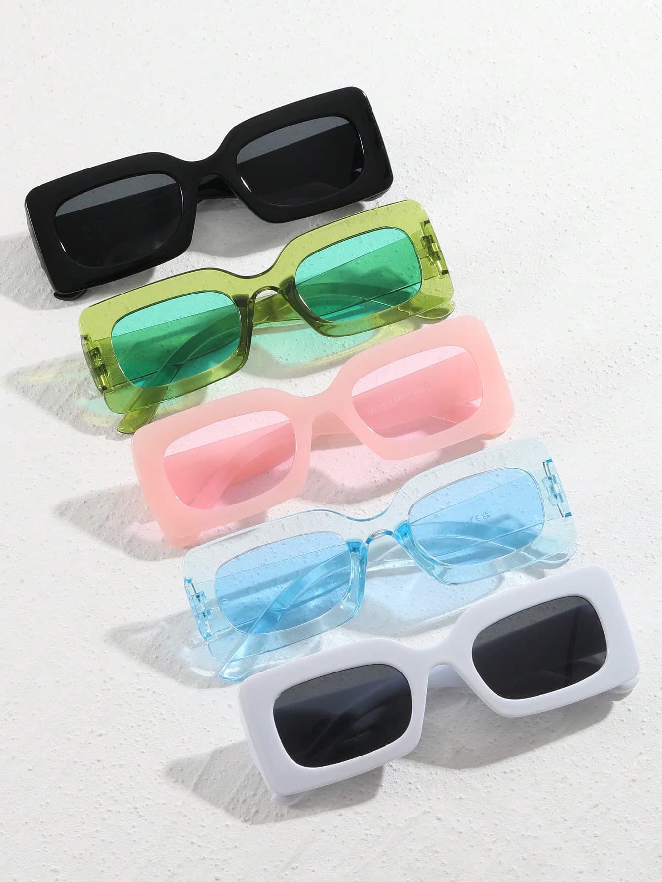 5 Pairs Set Men's And Women's Square Frame Glasses, Y2K Style Glasses, Millennium Style Glasses. Often With Vintage And Fashion Style, Fashion Glasses, International Fashion Week New Arrival, Showcasing Personalized And Fashion Taste, Suitable For Daily Life, Outdoor, Vacation, Driving, Travel, Party, Beach, All Seasons.