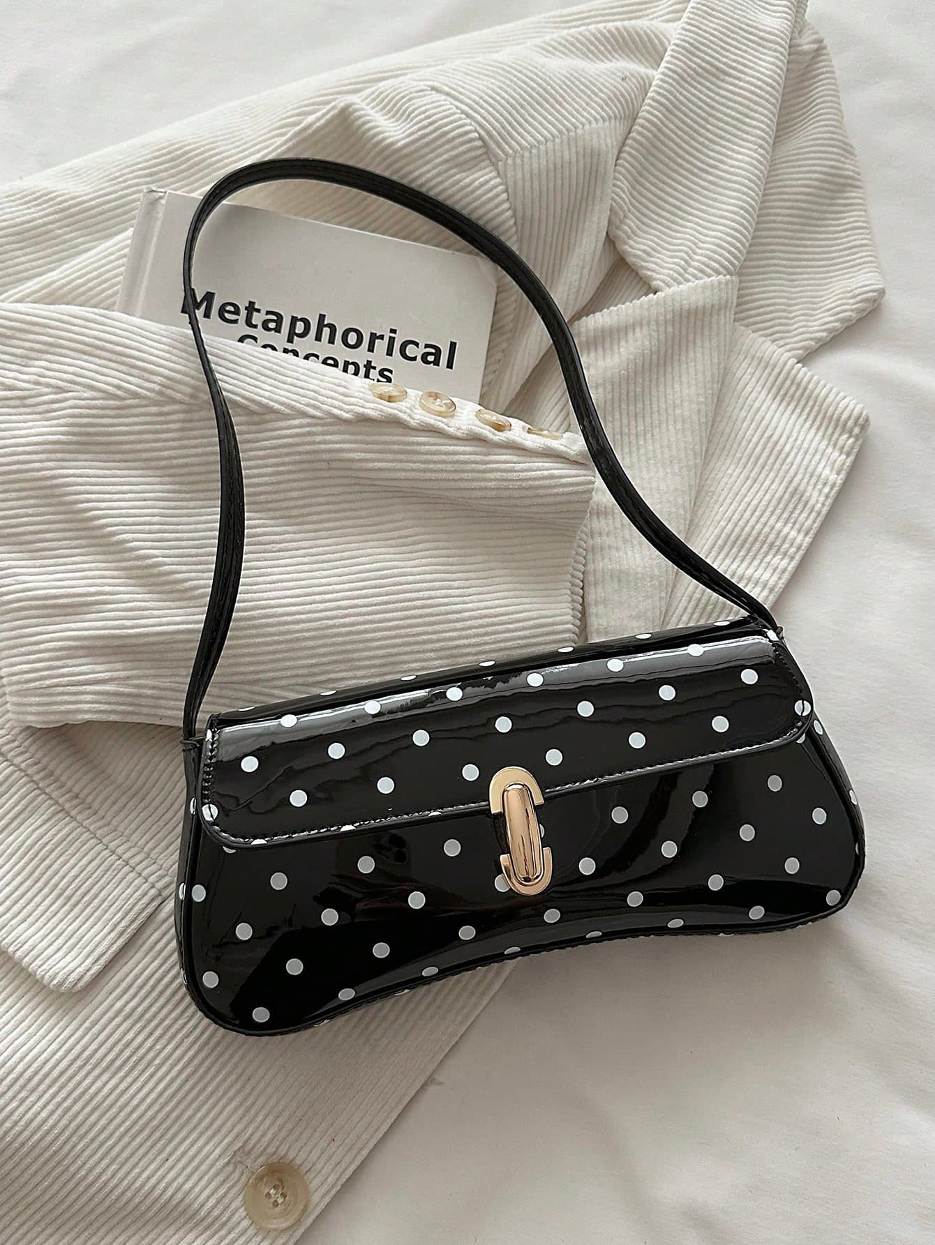 Women's Vintage Faux Oiled Leather Flap Decor Shoulder Underarm Bag, Suitable For Dating, Outing, Party