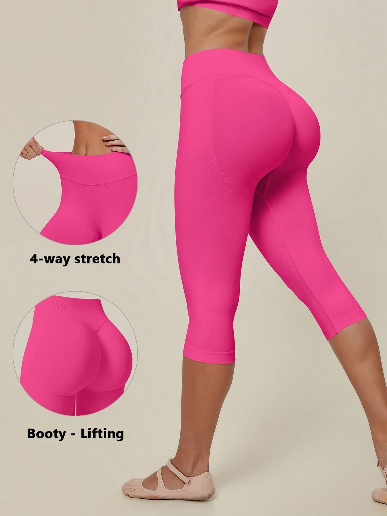 TimeOff Women's 1pc Solid Color Tummy Control Butt Lifting Slim Fit Sports Mid-Length Shorts