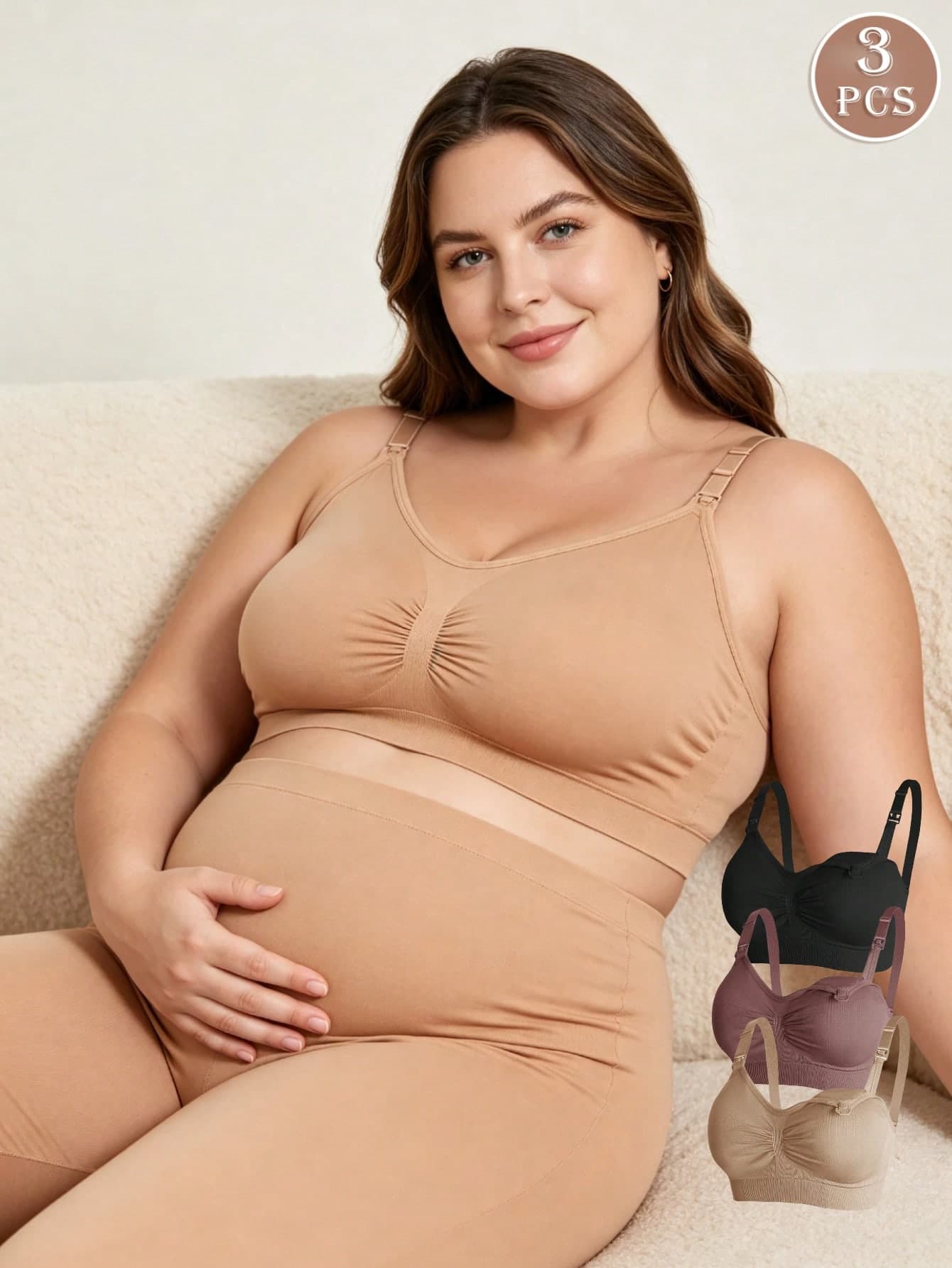 Hart & Haze 3pcs Maternity Nursing Bras, Comfortable & Supportive, Multi-Color, Plus Size, Designed For Postpartum Breastfeeding To Protect Mothers' Breast Health