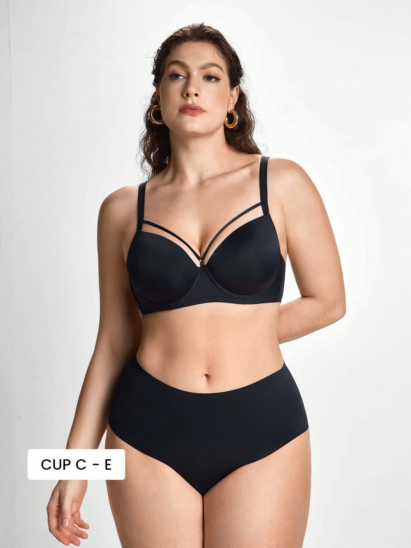 Slumbrini Plus Size Women's Solid Color Hollow Out Bra & Wireless Bra, Lift