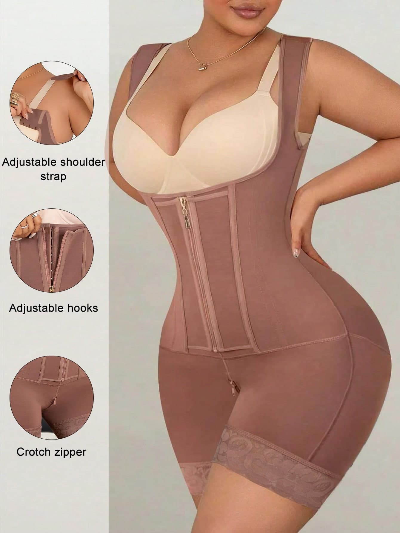 High-Waist Plus Size Shaping Romper Shorts With Waist Cinching, Tummy Control, And Butt Lifting