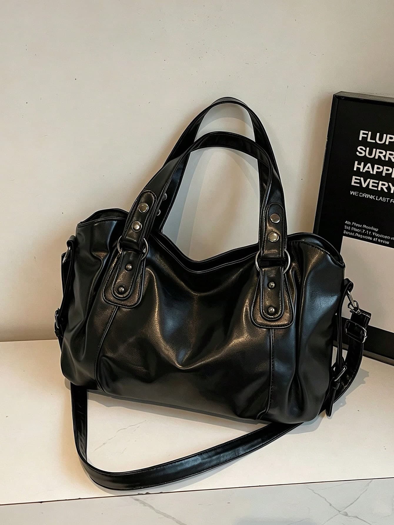 1pc Vintage Large Capacity Tote Bag,  Crossbody Sling Bag, Women Casual Handbag And Wallet Set,