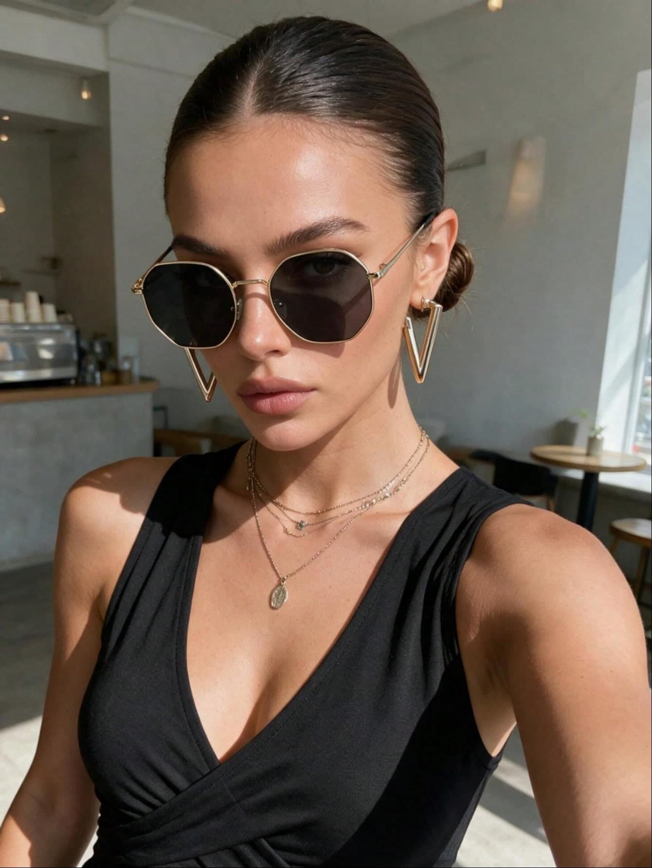 1 Pair Women's Geometric Frame UV400 Sunglasses, Suitable For Outdoor, Daily Wear, Also Can Be Used As Halloween, Beach Accessories. This Sunglasses Is A All-Match Model, Can Be Matched With Sweaters, Jeans, Sweatpants, Hoodies, Jackets, Dresses, And Long Sleeve Shirts, Fashionable And Versatile, Elegant And Suitable For Family Outings, Travel, Summer Beach Vacation, And Various Occasions.