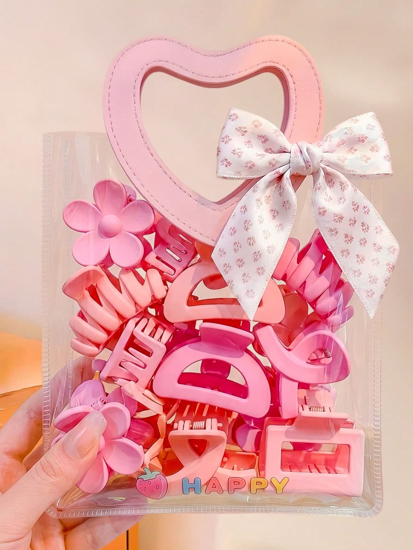9/4/1pc/Set Bean Paste Pink Multi-Style Hair Claw Combination, Low Saturation Pink Tone Color Palette Gentle And Fresh Minimalist Hair Accessories, Sweet And Cute - Suitable For Girls And Teenagers, Fits Daily, School, Vacation, Commute, Photography, Etc.
