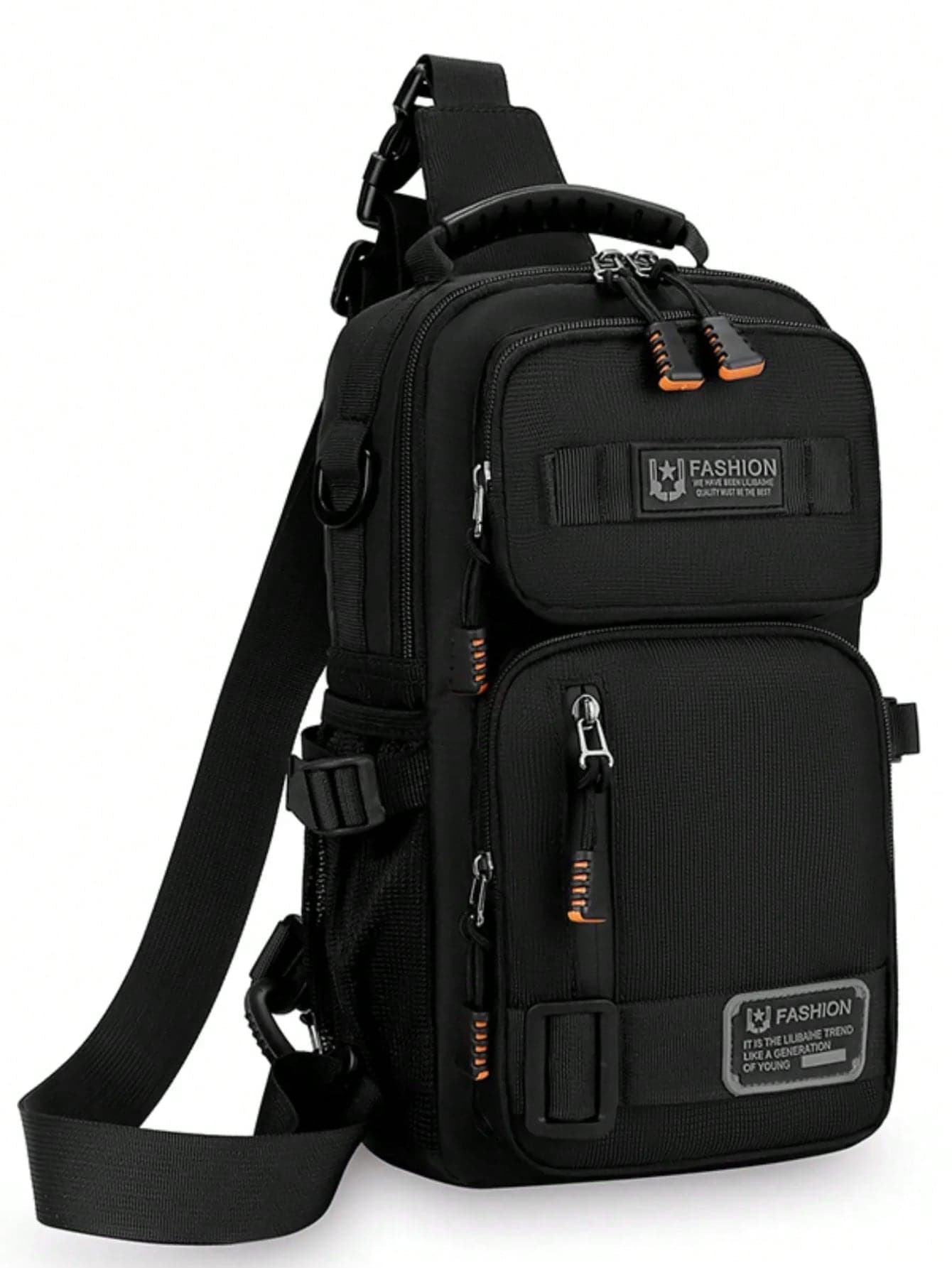 New Fashion Men's Chest Bag Tech Style Multifunctional 2-In-1 Backpack Small Bag Outdoor One Shoulder Crossbody Bag Zipper Decoration Multiple Pockets Holiday Gift For Father Boyfriend