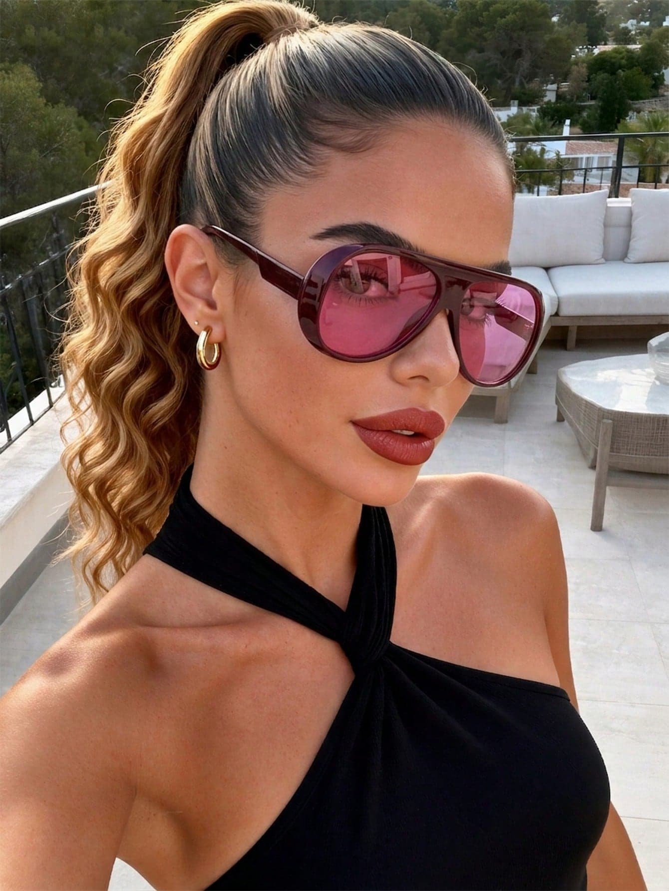 1PC Unisex Fashion Glasses Plastic Material, Solid Color Pattern, Cute Style, Oval Shape, Oversized Frame, Suitable For All Face Shapes, High Quality Glasses, Suitable For Outdoor Activities, Sports Style, Travel, Holiday Outfits, Beach, Electronic Music Festival, Vacation Atmosphere, Driving, Fishing, Outing Outfits, Summer Accessories, Family Outings, Elegant Dressing, Golf, Hiking, Street Style Accessories, Party, Street Style Look