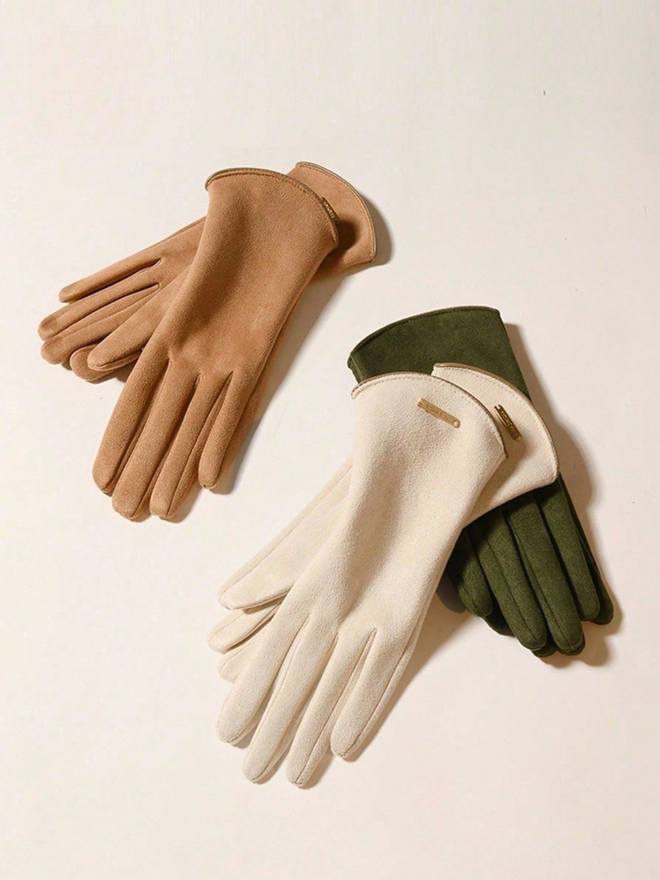 Women's Velvet-Lined Touchscreen Gloves – Anti-Slip Stretch Gloves For Cycling, Motorcycling & Winter Wear