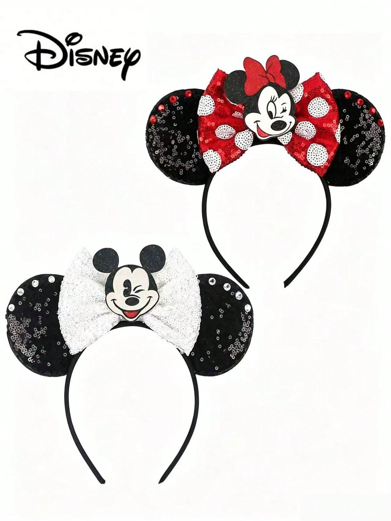 Disney, 1pc Mickey & Minnie Polka Dot Bow Headband, Cute Bow Ear Headband, Classic Cartoon Mickey And Minnie Headband - Perfect For School Parties, Masquerade Balls, Cosplay And Theme Park Events, An Ideal Gift For Any Occasion. These Minnie Mouse Accessories With Bows Are Suitable For Men, Women And Couples To Wear, Perfect For Princess Roleplay, Birthday And Christmas Party Celebrations.