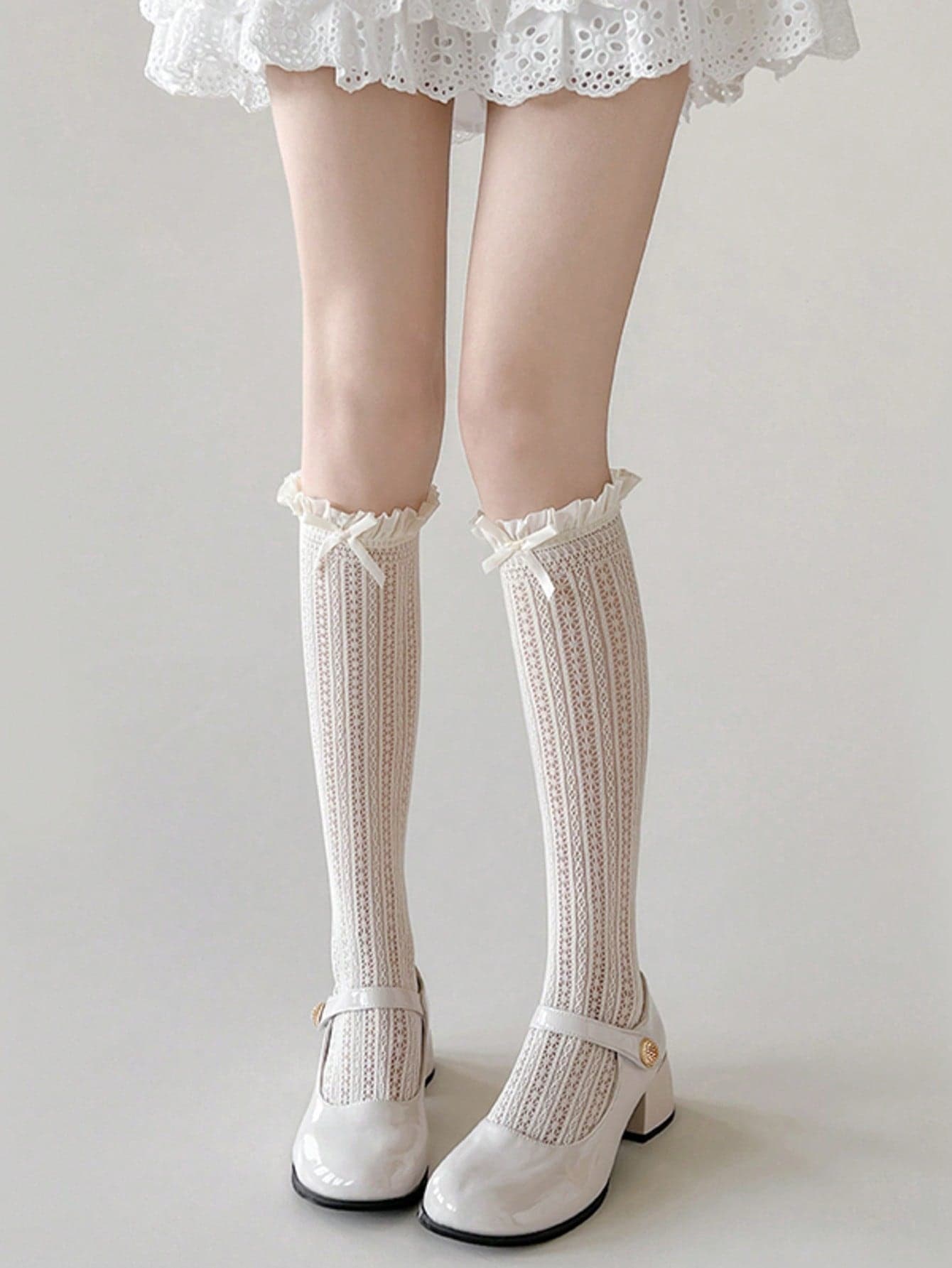 Women's Lace Thigh High Socks, Ruffle Thigh High Socks, Fishnet Stockings, White Socks, Black Socks, Lace Socks, Ladies Socks, Spring Wear, Office Casual Attire, Summer Clothing, Suitable For Spring, Summer, Autumn And Winter, Gift For Women, Wedding, Suitable For Pairing With: Women's Shoes, High Heels, Boots