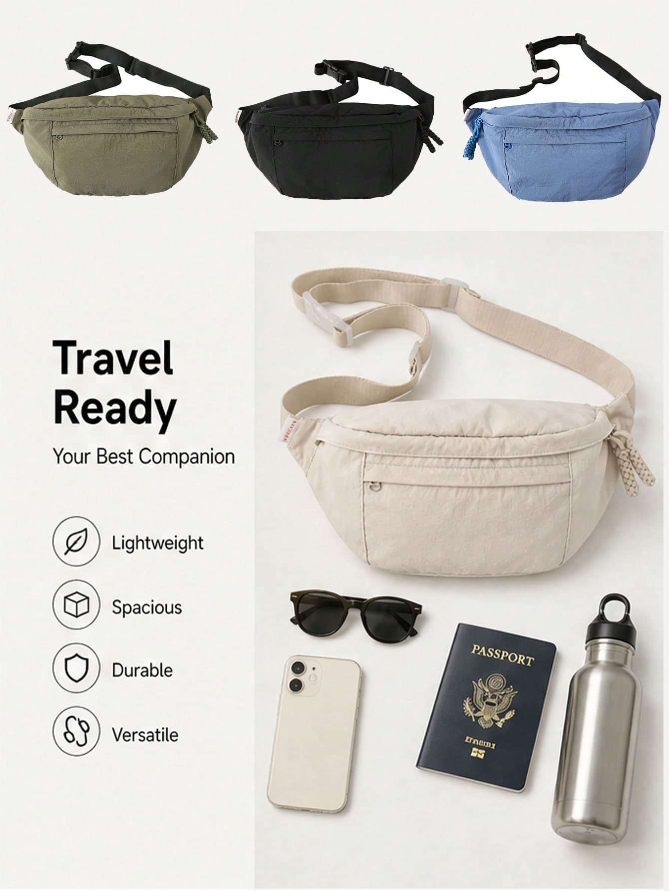 Casual Fashion Nylon Large Capacity One Shoulder Crossbody Bag Unisex Chest Bag Commute Travel Essential Personal Belongings Storage Back To School Campus Style Backpack