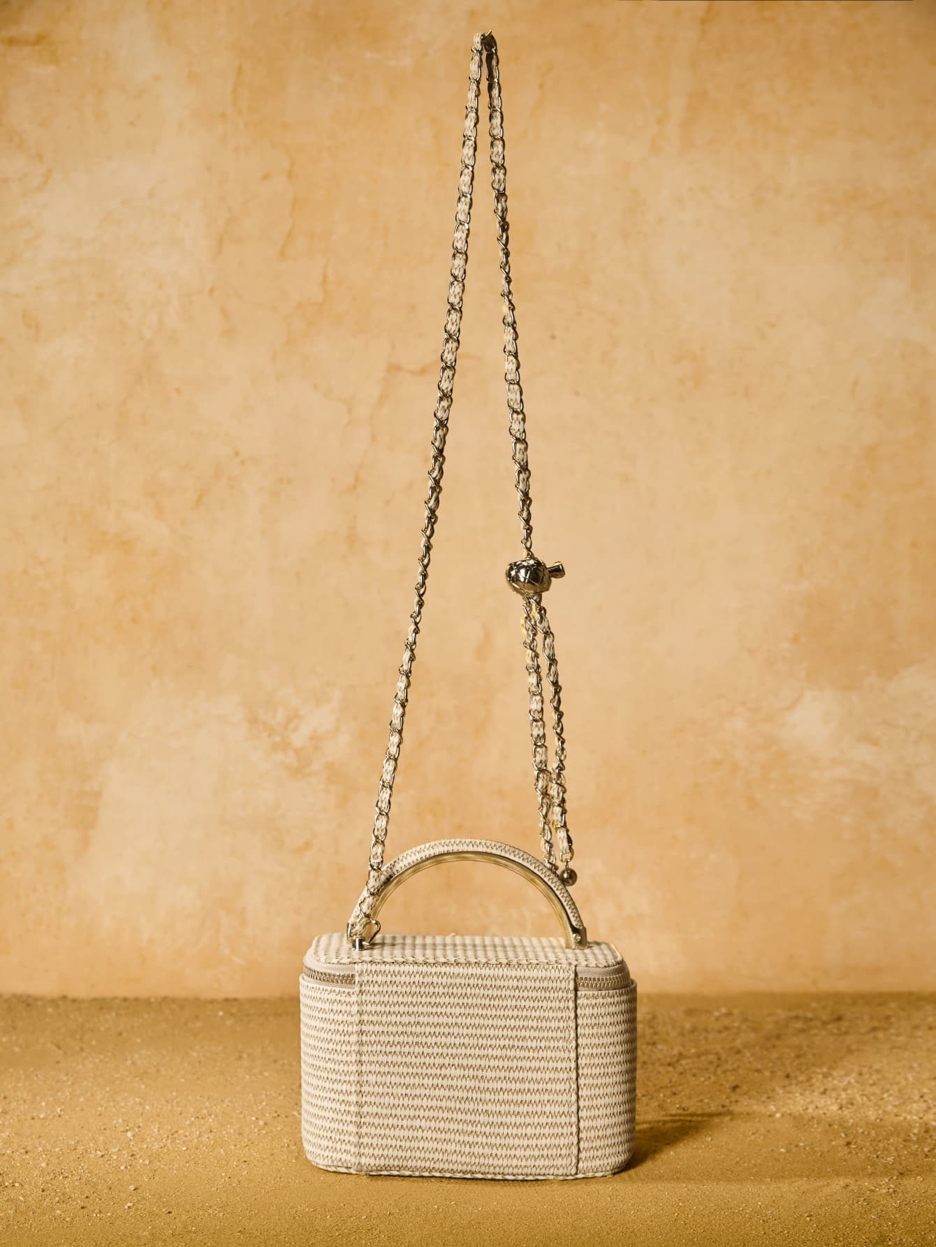 Tropiscape 1pc New Minimalist Casual Versatile Woven Straw Lunch Box Bag, Chain Strap Shoulder Crossbody Bag, Holiday Best Seller Small Shoulder Crossbody Bag Gifts Cottagecore,SummerOutfit