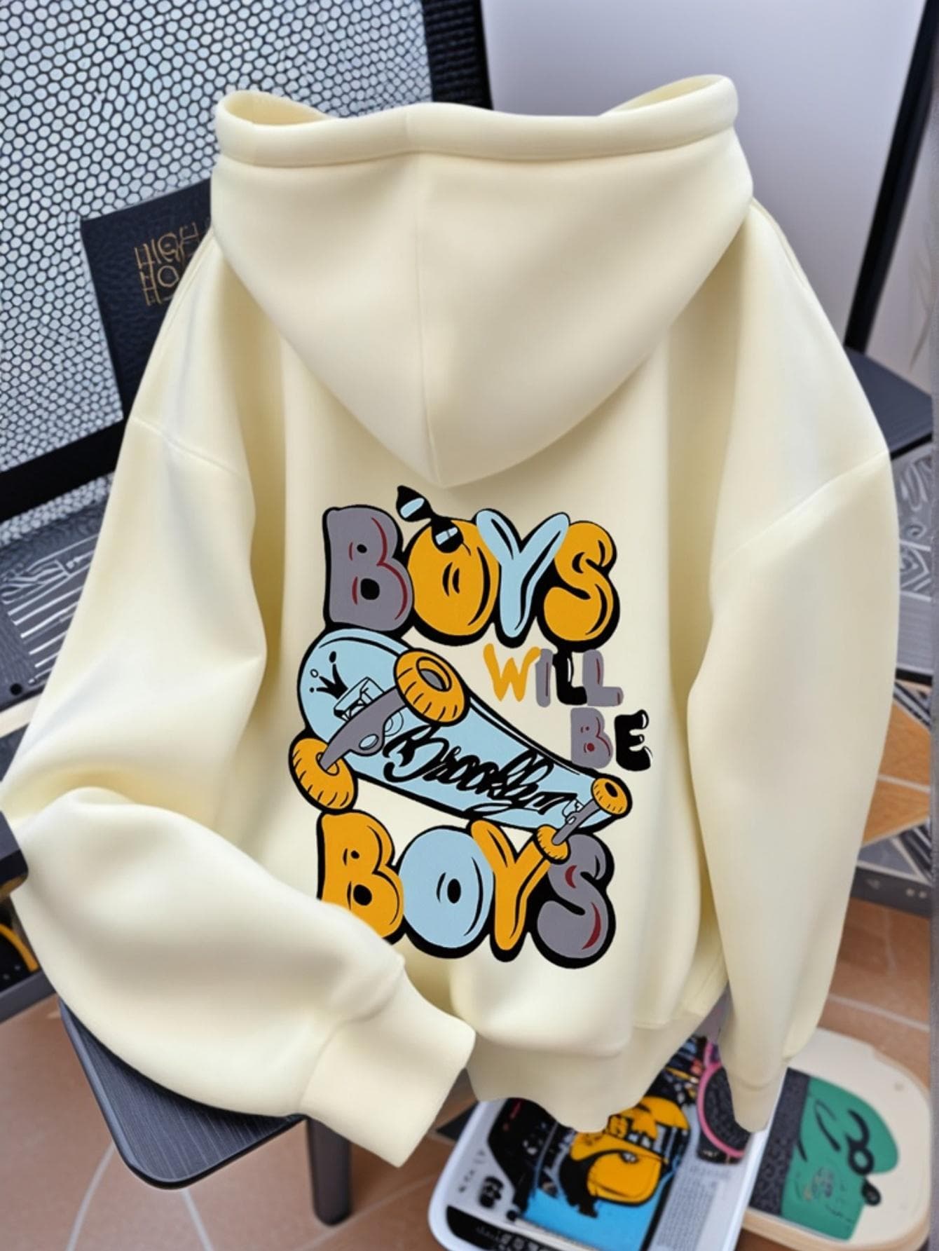 1pc Tween Boy Casual Printed Pullover Sweatshirt, Warm Thermal Lined, Autumn/Winter Student Youth Clothing - Fun And Colorful Sweatshirt To Inspire Every Child's Imagination