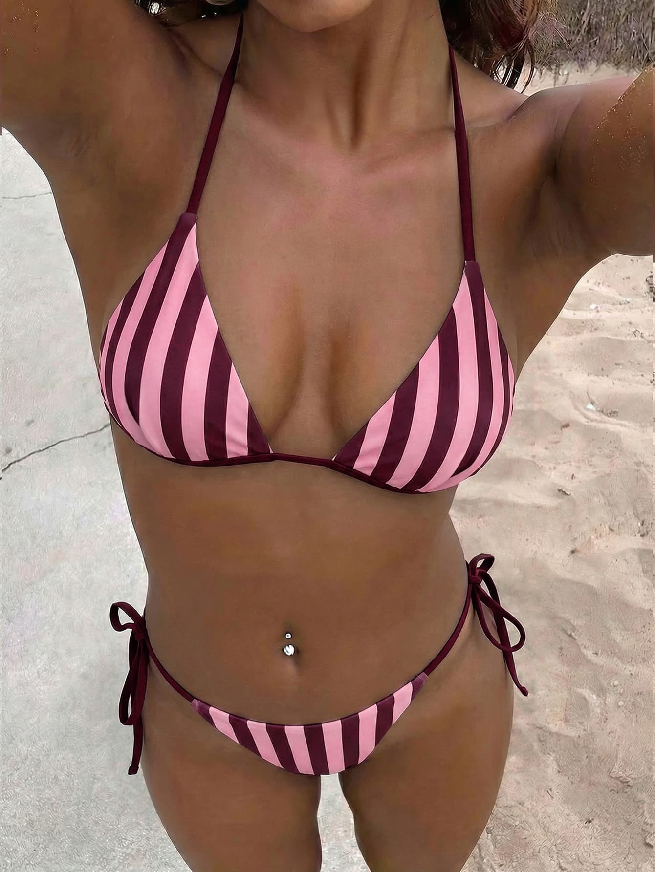 Women's Sexy & Fashionable 2 Pieces Swimwear, Purple Color, Random Print, Suitable For Summer Beach Vacation