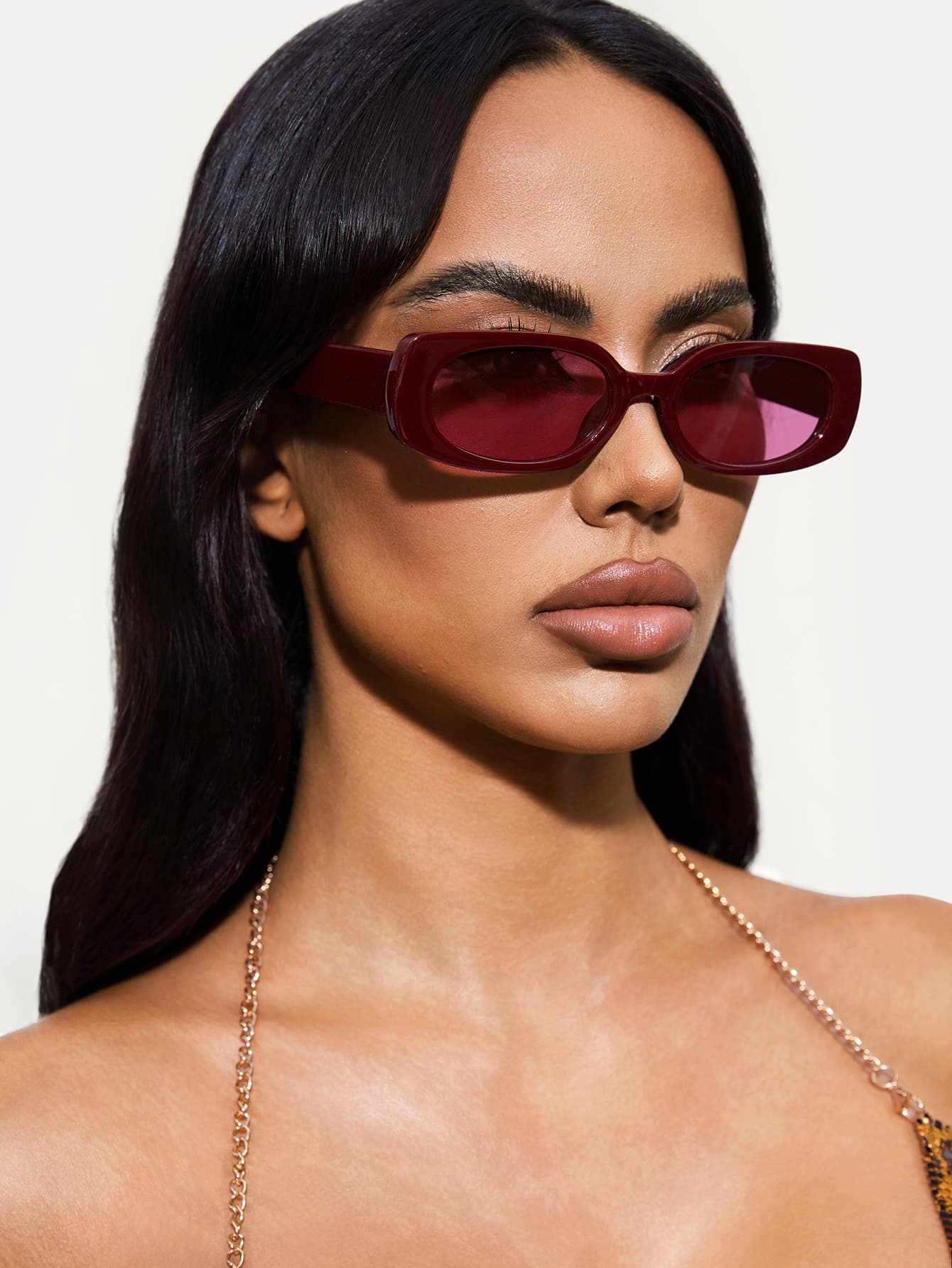 TuEzra 1 Pair Women's Burgundy Oval PC Frame Solid Color Retro Small Frame Personalized Casual Fashion Street Snap Minimalist Glasses
