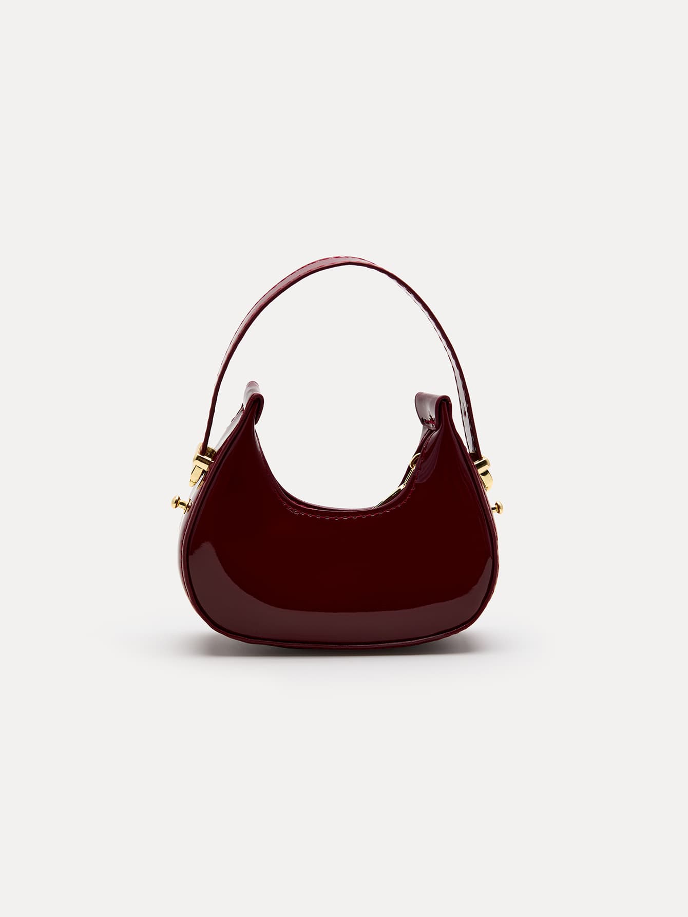 TuEzra 1pc New Mini Fashionable Women's Handbag, Solid Color Textured Fabric Patchwork, Compact Lipstick Bag, Minimalist Chic Versatile Cute Crescent Bag