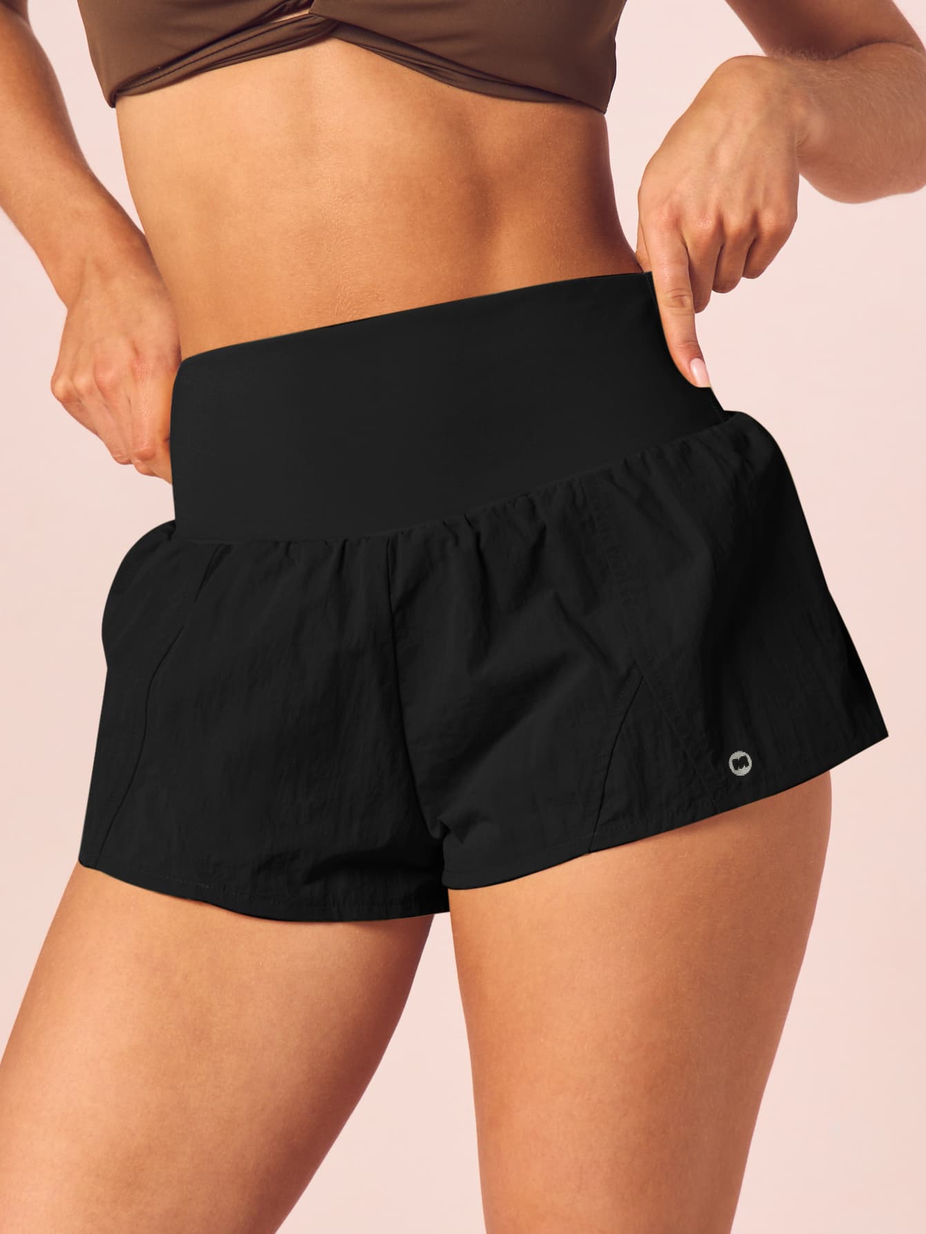MISSGUIDED High Waist Flowy Running Shorts With Built-In Liner, Mini Length Active Shorts With Side Pockets, Summer Fitness Wear