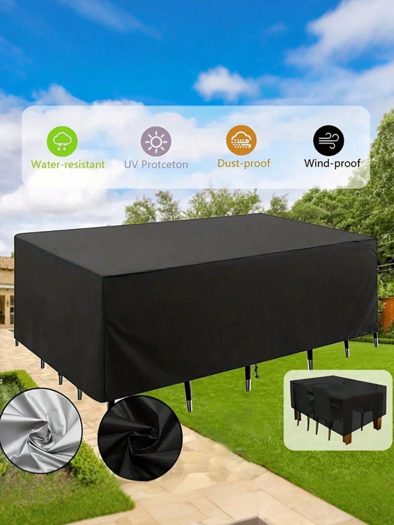 1 Pc Outdoor Furniture Dust And Waterproof Cover Cloth 210d OxfordCloth Garden Furniture Cover, Courtyard Sofa Table And Chair Cover