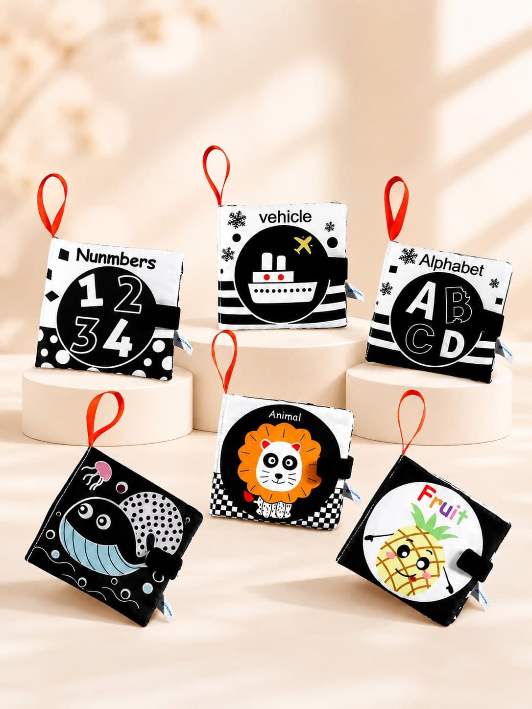 MINKOJA MINKOJA Soft Cloth Books, Baby Books Bath Books, 6 Styles For Baby Infant Toddler Kids High Contrast Black And White Book, Early Education Toys Activity Crinkle Cloth Book For Toddler, Infants And Kids Perfect For Baby,Easter,Easter Gift,Childen's Day,Baby Books, Baby Toys,Baby Sensory,Baby Toys,Baby Early Educational Toys & Baby Mirrors