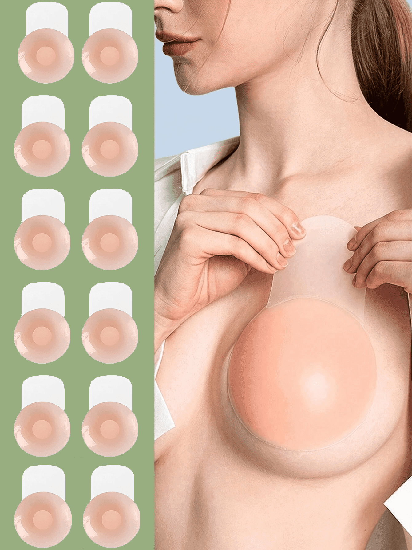 12pcs Silicone Lift-Up Invisible Breast Petals, Lift & Cleavage Enhancement For Small Bust, Backless, Strapless Bra, Suitable For Formal Dresses, Dates, Weddings (2/12pcs)