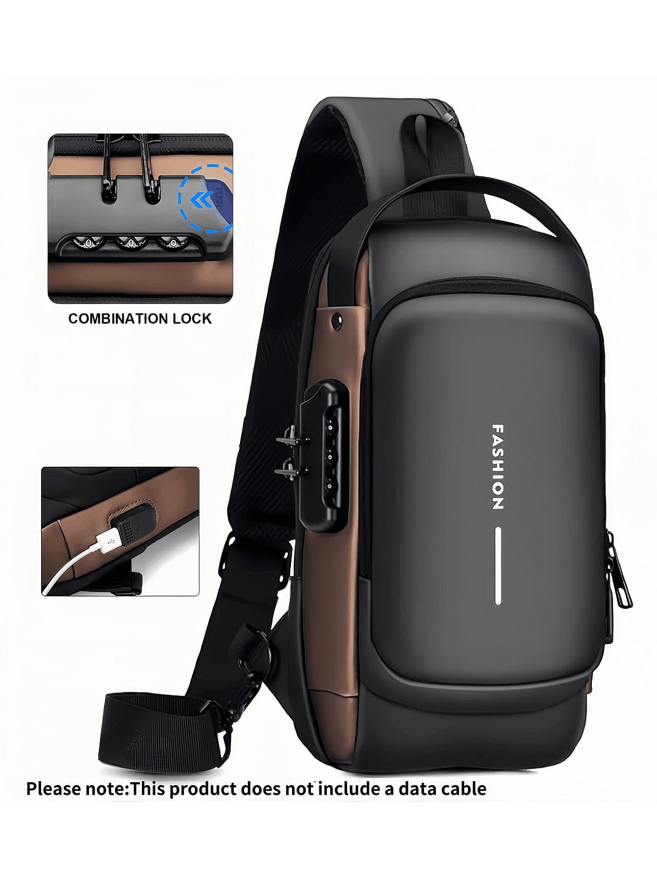 Men Oxford Texture Sling Chest Bag With Password Lock - Fashion Motorcycle Cross Body Bag With Phone Pocket,Y2k