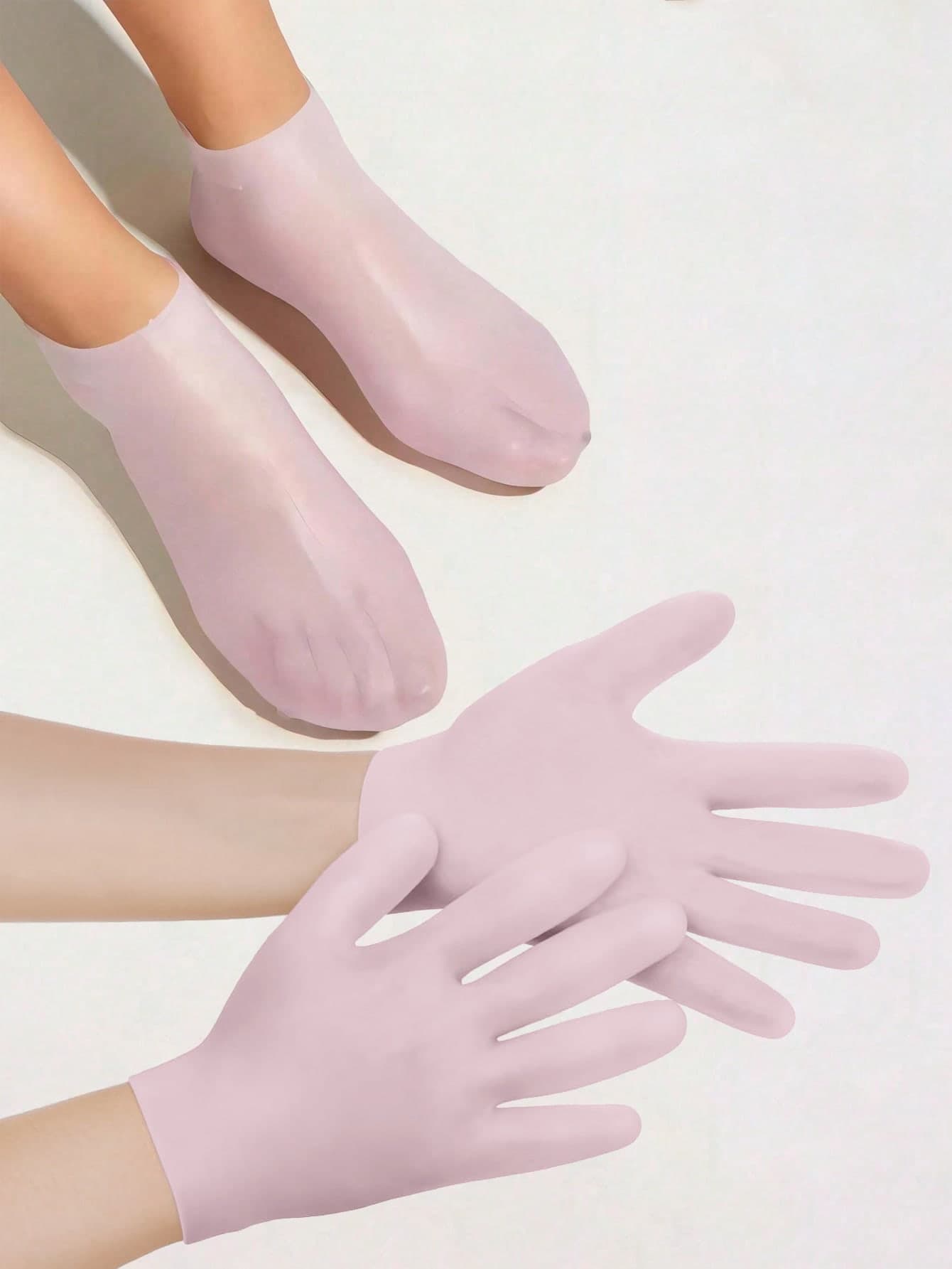 1Set Hand And Foot Care Tools( Gloves+Foot Socks)/1Pair Gloves,For Dry Cracked Skin Softening Exfoliating Feet Hand Care Tools,Soft Silicone Gel,Care Tools,Hand Care,Mother's Day Gift,Gift,Travel Accessories,Suitable For Everyone To Use