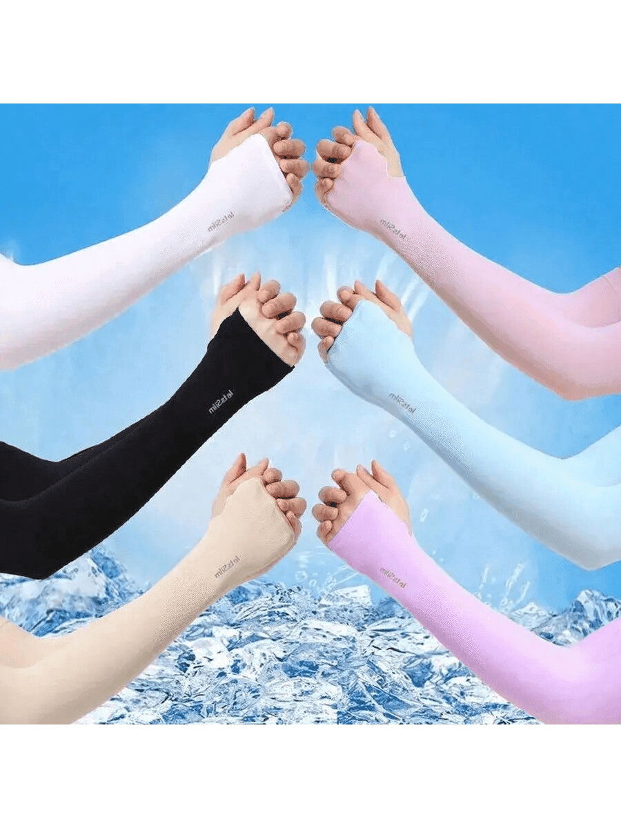 4 Pairs UV Protection Arm Sleeves, Elastic Long Sleeve, Unisex, Casual Cycling Sports Gloves, Suitable For Outdoor Use In Summer