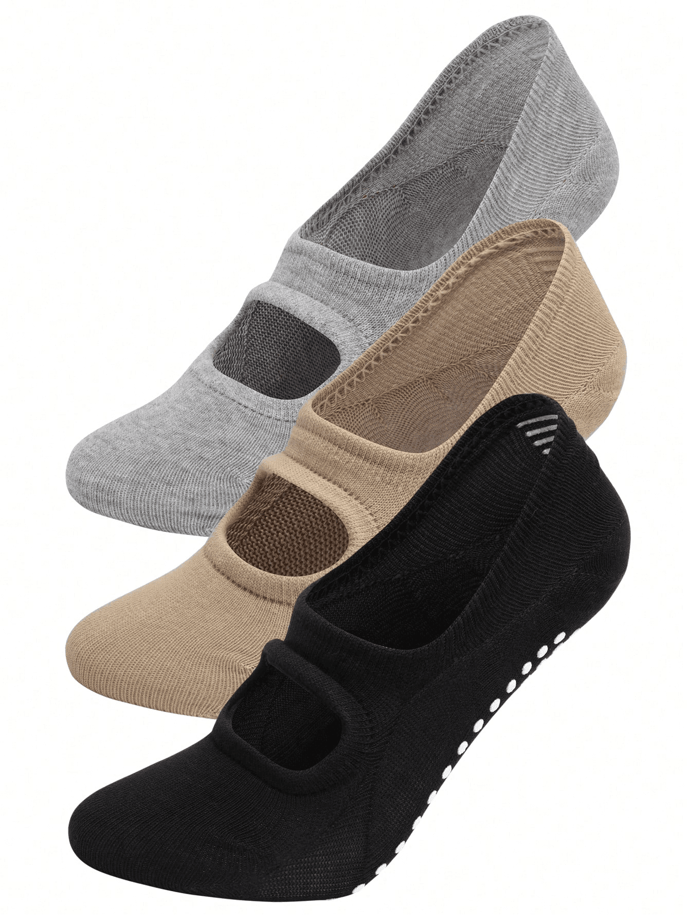 3 Pairs/1 Pair Women Round Toe Backless Non-Slip Jumping Aerobics Dance Pilates Fitness Yoga Socks