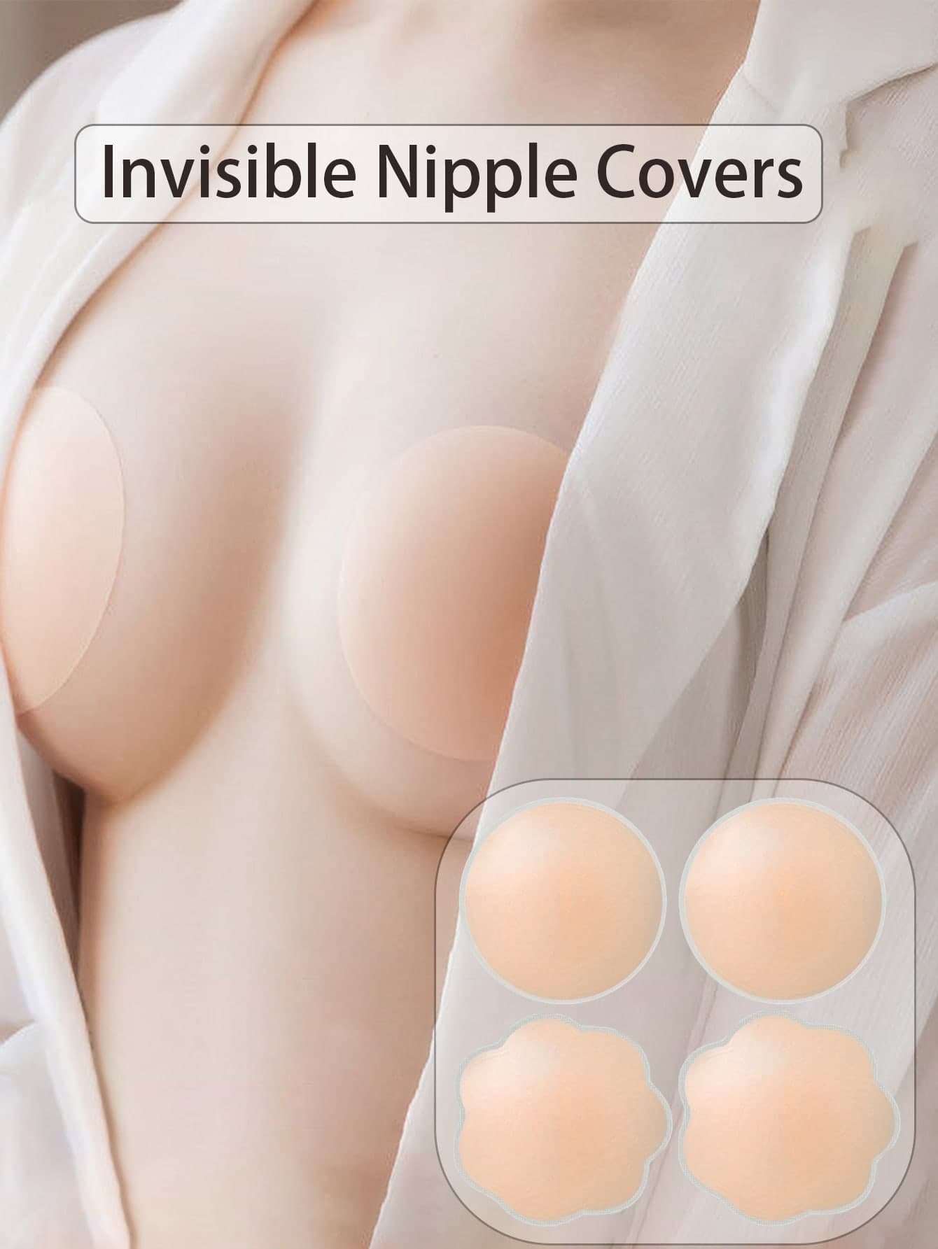 12pcs Silicone Nipple Cover Reusable Women Breast Petals Lift Invisible Bras Pasties Bra Padding Sticker Patch Adhesive Pads(2/6/12pcs)