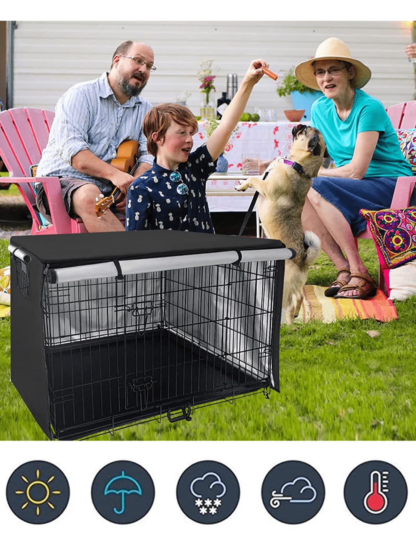 1pc Multi-Color Multi-Size Pet Cage Cover 210D Dustproof & Waterproof Cover Suitable For Dog Cage/Cat Cage, Durable Protective Cover For Pet Cage, Universal Pet Cage Cover