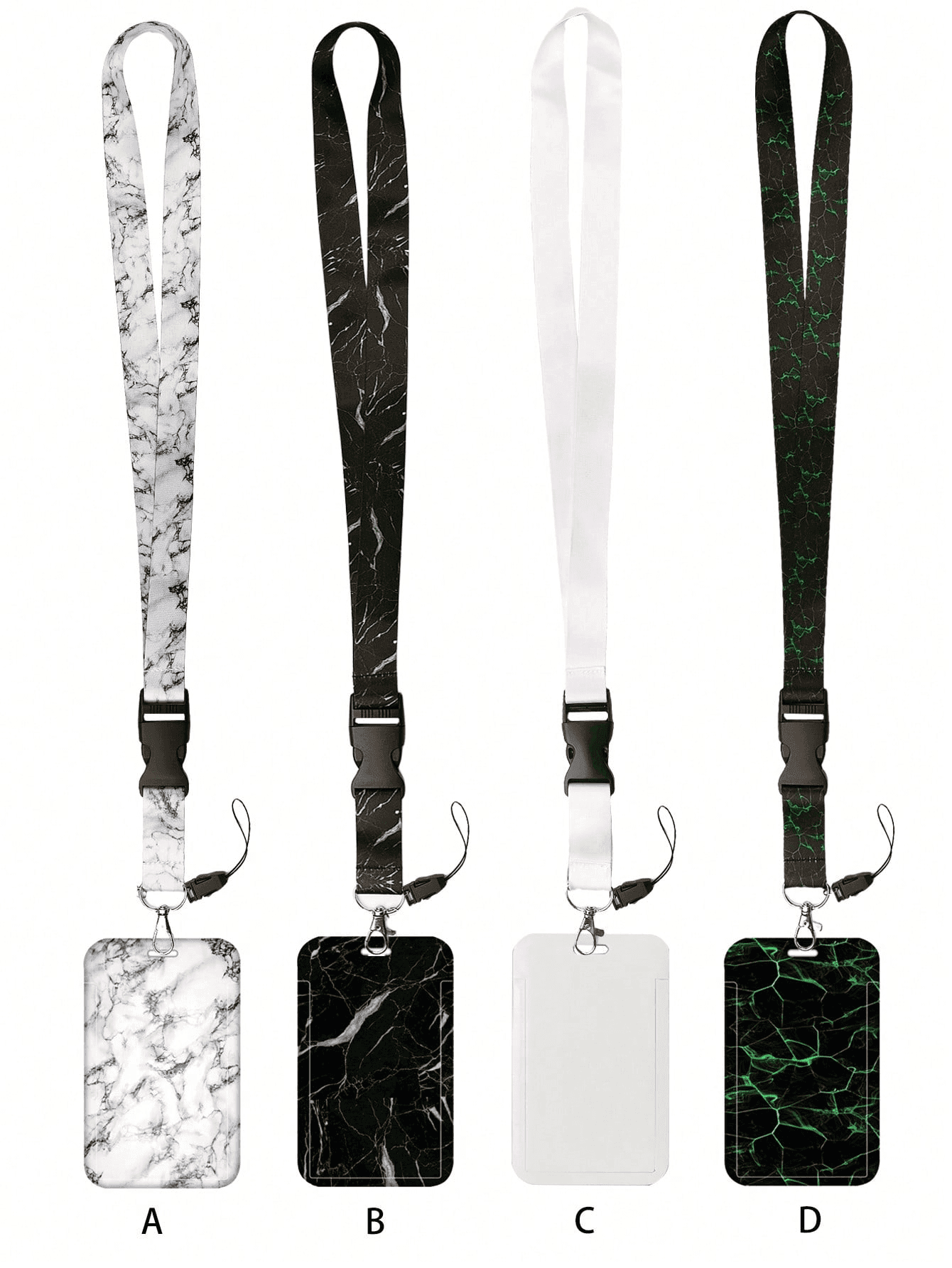 1pc Minimalist Marble Pattern Lanyard Card Holder, Hard Shell ID Badge Holder For Bus Card, ID Card, Work Card, Student Card, Exhibition Card, Event Card,For School Supplies,Back To School
