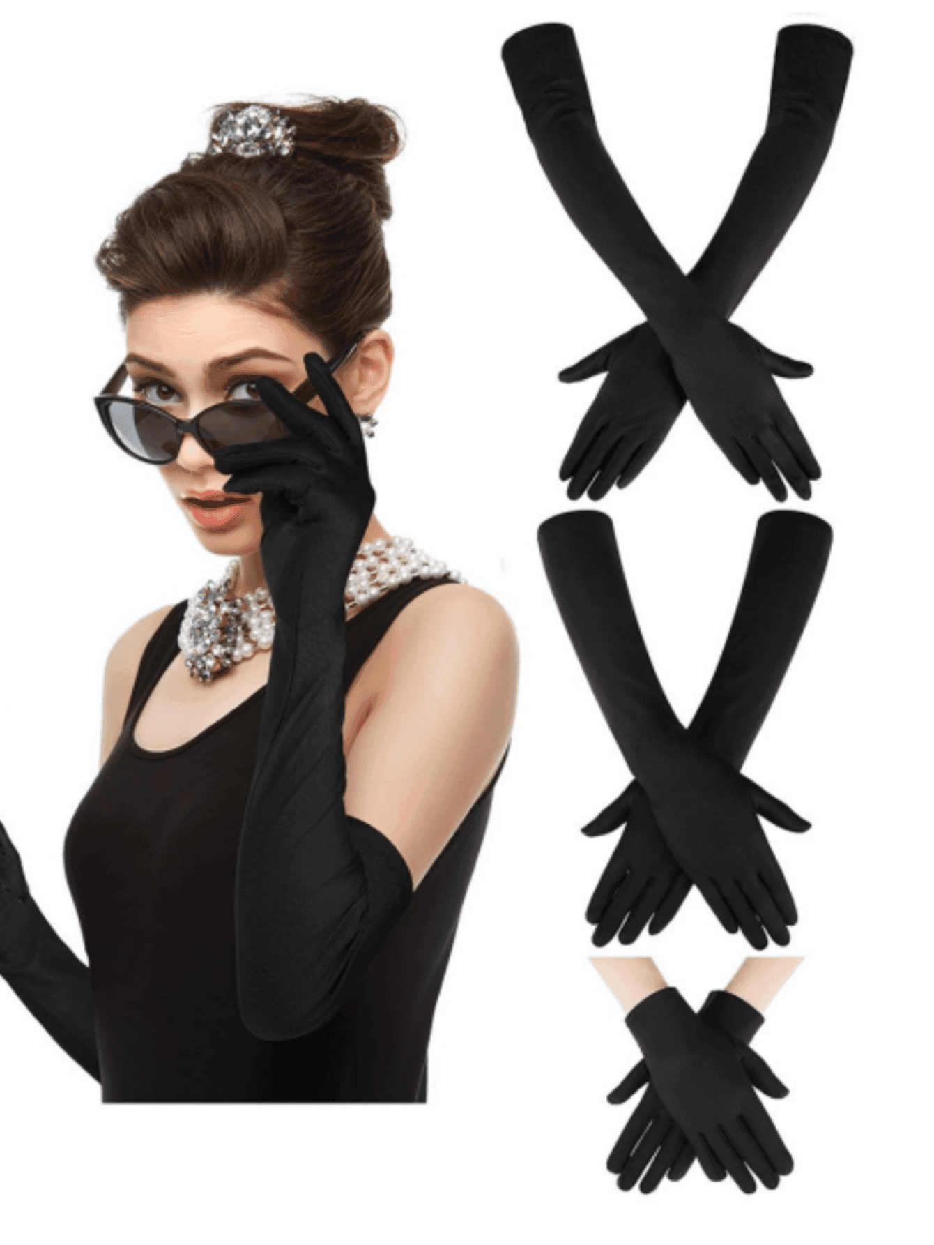 D EXCEED 1 Pair Vintage Opera Gloves (Suitable For Women) Adjustable Length Gloves (Elbow To Wrist) 1920s Costume Accessories And Elegant Accessories For Modern Tea Parties, Halloween Party Supplies, Halloween Decoration, Halloween Costume